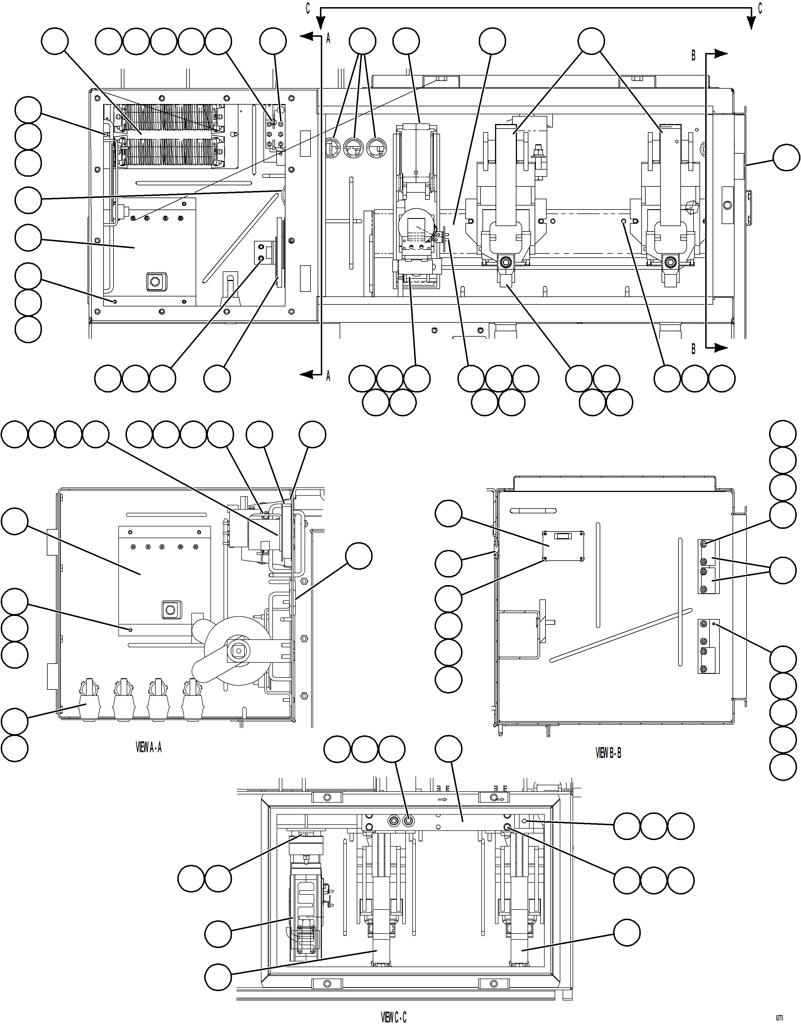 Komatsu parts book diagram for AFE62-BW 930E-4SE S/N A32123  COLLAHUASI: CONTROL CABINET - CONTACTOR BOX      58F-43-00033