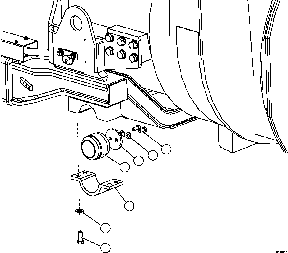Komatsu parts book diagram for AFE62-W 930E-4SE S/N A31053, 1055, 1069, 1071, 1100-1101, 1109, 1117, 1130-32, 1141, 1143, 1145, 1163, 1165, 1167, 1185-1187, 1205-1207, 1222-1223, 1225, 1240 & 1242 OYU TOLGOI: SUB-FRAME CRADLE INSTALLATION