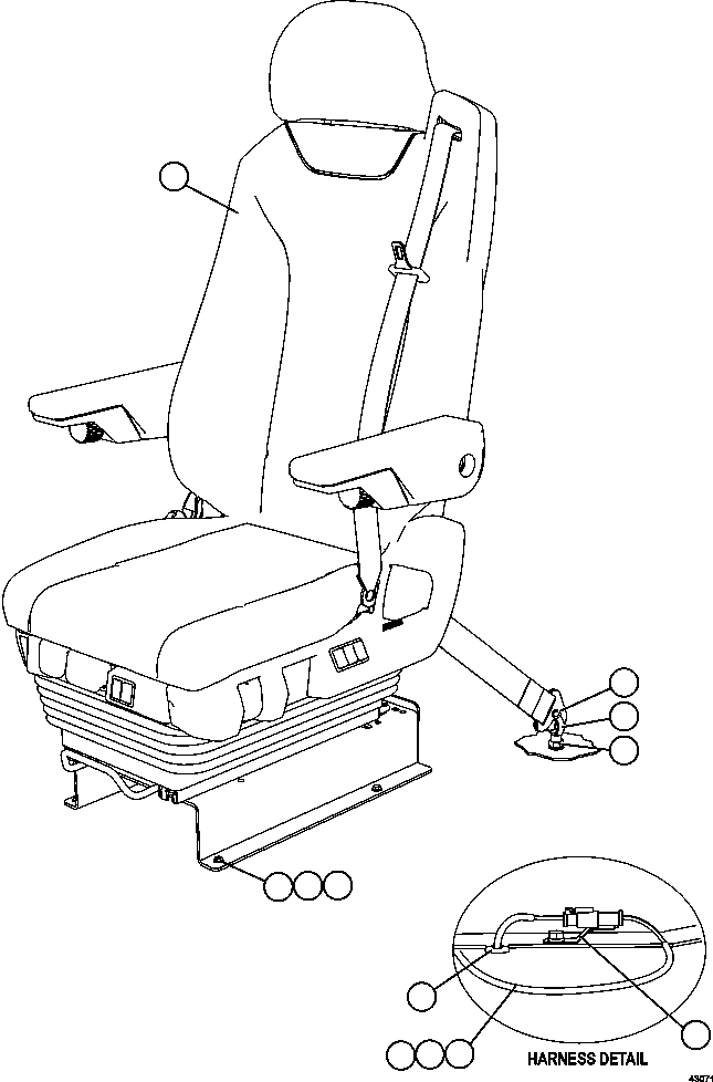 Komatsu parts book diagram for AFE62-W 930E-4SE S/N A31053, 1055, 1069, 1071, 1100-1101, 1109, 1117, 1130-32, 1141, 1143, 1145, 1163, 1165, 1167, 1185-1187, 1205-1207, 1222-1223, 1225, 1240 & 1242 OYU TOLGOI: OPERATOR'S SEAT INSTALLATION