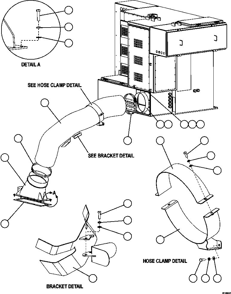 Komatsu parts book diagram for AFE62-W 930E-4SE S/N A31053, 1055, 1069, 1071, 1100-1101, 1109, 1117, 1130-32, 1141, 1143, 1145, 1163, 1165, 1167, 1185-1187, 1205-1207, 1222-1223, 1225, 1240 & 1242 OYU TOLGOI: CTRL CABINET BLOWER HOSE INSTL (S/N A31053-A31167)