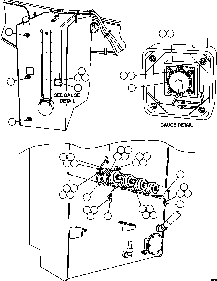 Komatsu parts book diagram for AFE62-W 930E-4SE S/N A31053, 1055, 1069, 1071, 1100-1101, 1109, 1117, 1130-32, 1141, 1143, 1145, 1163, 1165, 1167, 1185-1187, 1205-1207, 1222-1223, 1225, 1240 & 1242 OYU TOLGOI: FUEL TANK GAUGES & WIRING