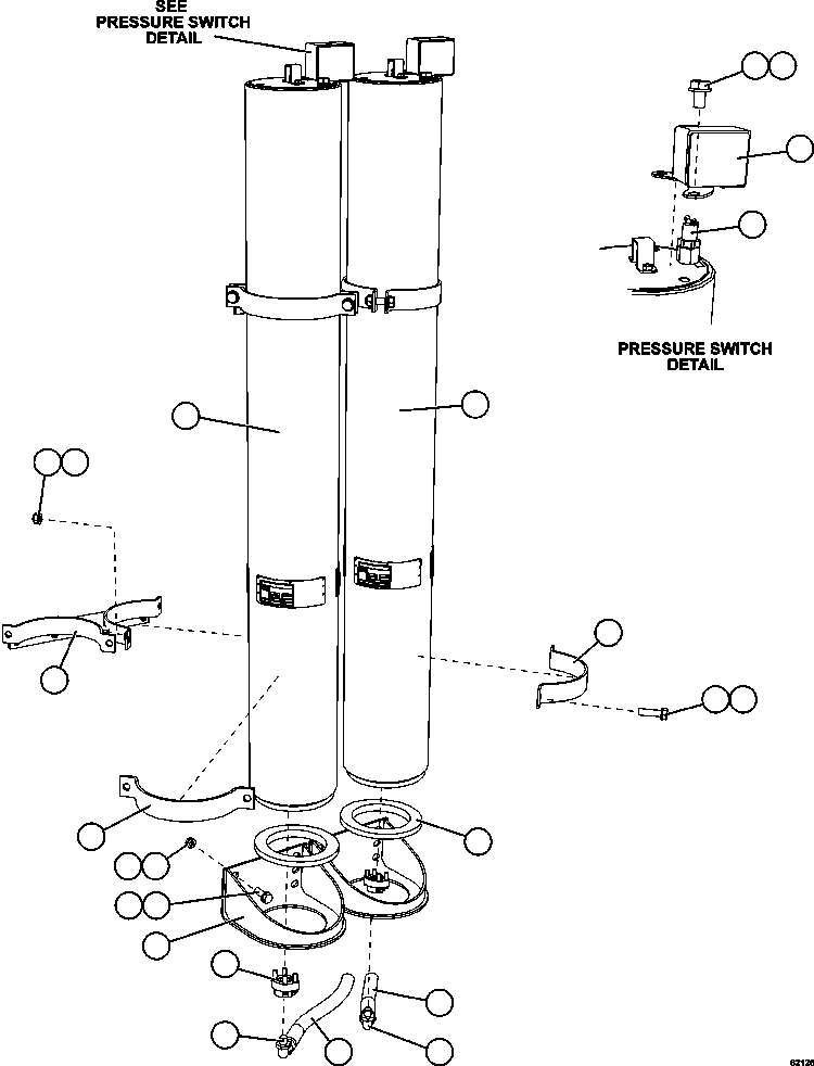 Komatsu parts book diagram for AFE62-W 930E-4SE S/N A31053, 1055, 1069, 1071, 1100-1101, 1109, 1117, 1130-32, 1141, 1143, 1145, 1163, 1165, 1167, 1185-1187, 1205-1207, 1222-1223, 1225, 1240 & 1242 OYU TOLGOI: STEERING ACCUMULATOR INSTALLATION (COLD WEATHER)