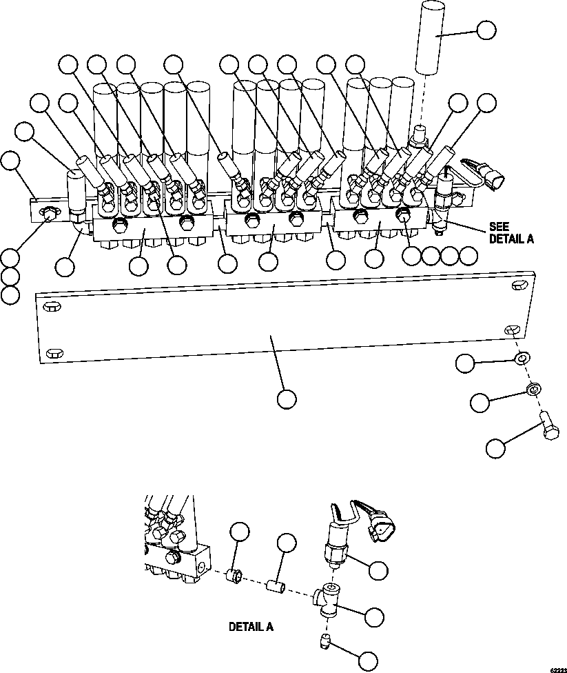 Komatsu parts book diagram for AFE62-W 930E-4SE S/N A31053, 1055, 1069, 1071, 1100-1101, 1109, 1117, 1130-32, 1141, 1143, 1145, 1163, 1165, 1167, 1185-1187, 1205-1207, 1222-1223, 1225, 1240 & 1242 OYU TOLGOI: AUTOMATIC LUBRICATION SYSTEM - REAR AXLE    1/2