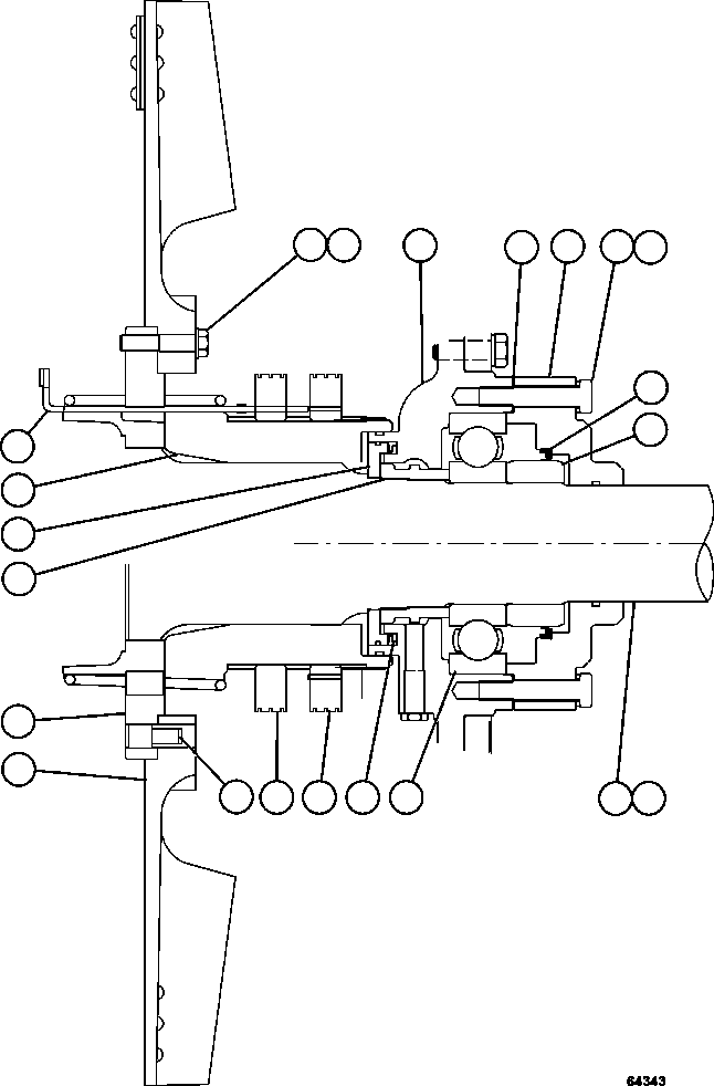 Komatsu parts book diagram for AFE62-W 930E-4SE S/N A31053, 1055, 1069, 1071, 1100-1101, 1109, 1117, 1130-32, 1141, 1143, 1145, 1163, 1165, 1167, 1185-1187, 1205-1207, 1222-1223, 1225, 1240 & 1242 OYU TOLGOI: FAN SHAFT & BEARING