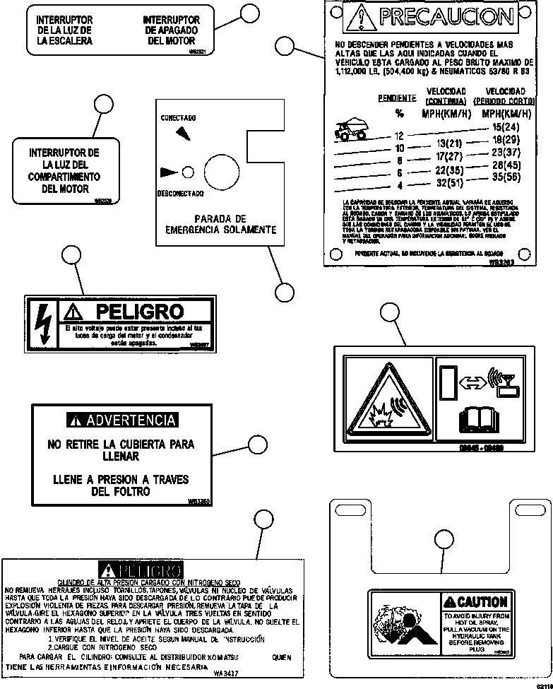 Dump Trucks Komatsu / AFE62-Y 930E-4SE S/N A31105 & A31107    COLLAHUASI(AFE62-Y) / DECALS & WARNINGS (SPANISH)  4/4(008 : 62110)
