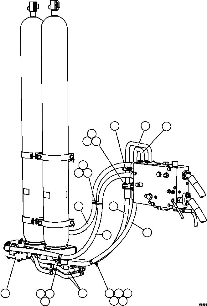 Dump Trucks Komatsu / AFE62-Y 930E-4SE S/N A31105 & A31107    COLLAHUASI(AFE62-Y) / STEERING SYSTEM PIPING   1/2(530 : 61998)