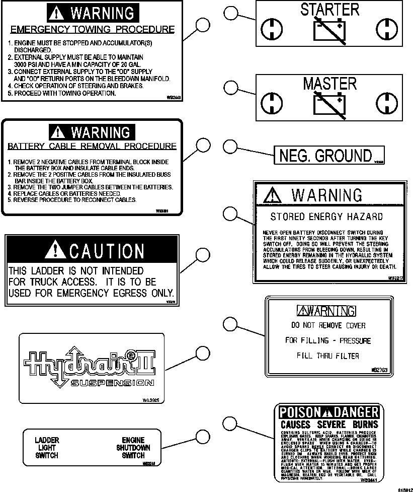 Komatsu parts book diagram for AFE63-B 960E-1K S/N A50009 - A50010    ANGLO SISHEN: DECALS & WARNINGS  2/3