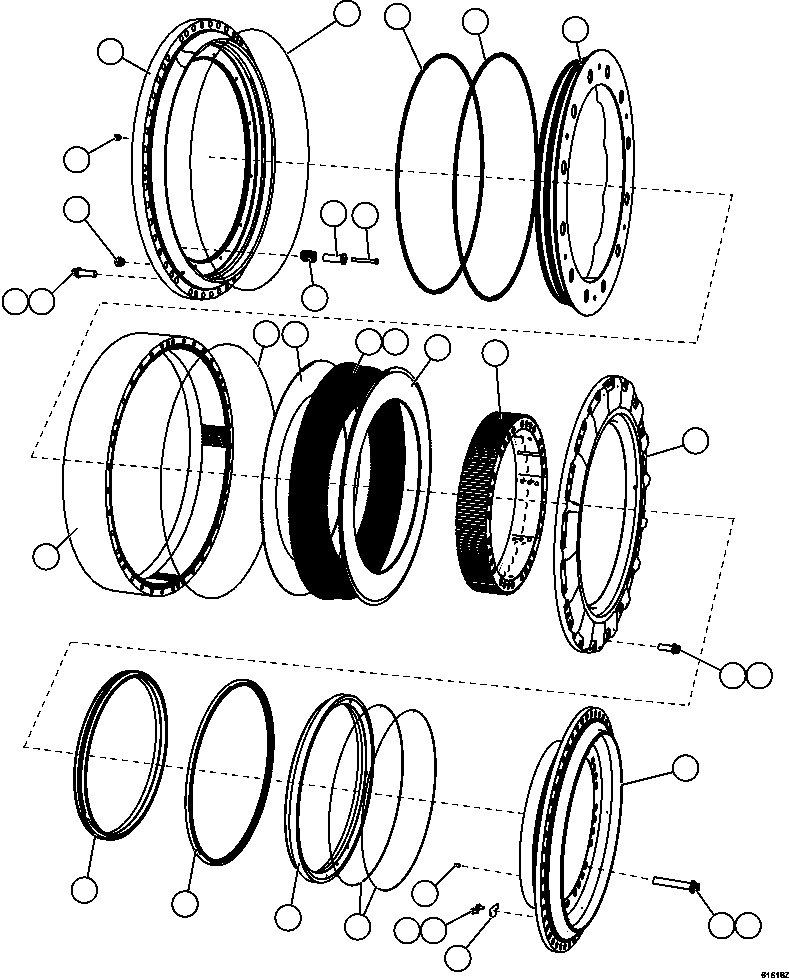 Komatsu parts book diagram for AFE63-B 960E-1K S/N A50009 - A50010    ANGLO SISHEN: REAR BRAKE ASSEMBLY       XB1613