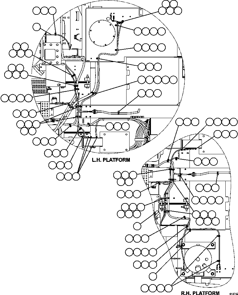 Komatsu parts book diagram for AFE63-B 960E-1K S/N A50009 - A50010    ANGLO SISHEN: ELECTRICAL HARNESS ROUTING - FRONT PLATFORMS