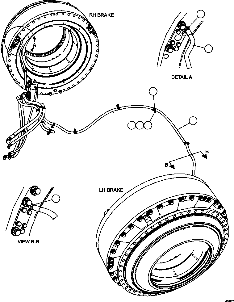 Komatsu parts book diagram for AFE63-B 960E-1K S/N A50009 - A50010    ANGLO SISHEN: BRAKE APPLY PIPING - REAR AXLE   1/2