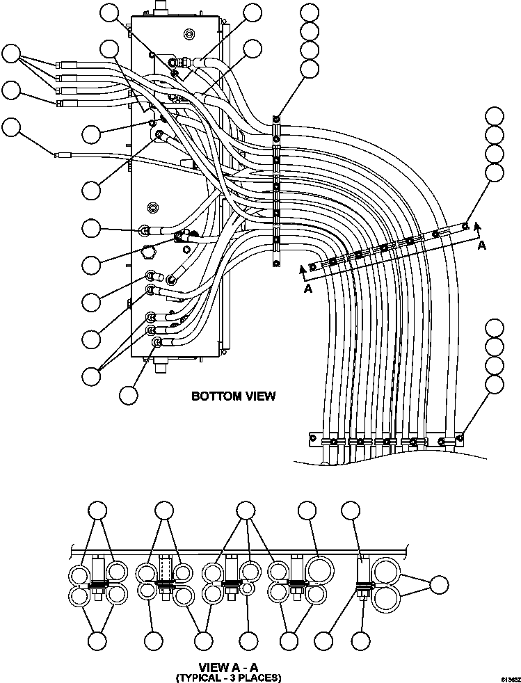Komatsu parts book diagram for AFE63-B 960E-1K S/N A50009 - A50010    ANGLO SISHEN: HYDRAULIC CABINET HOSE ROUTING   1/2