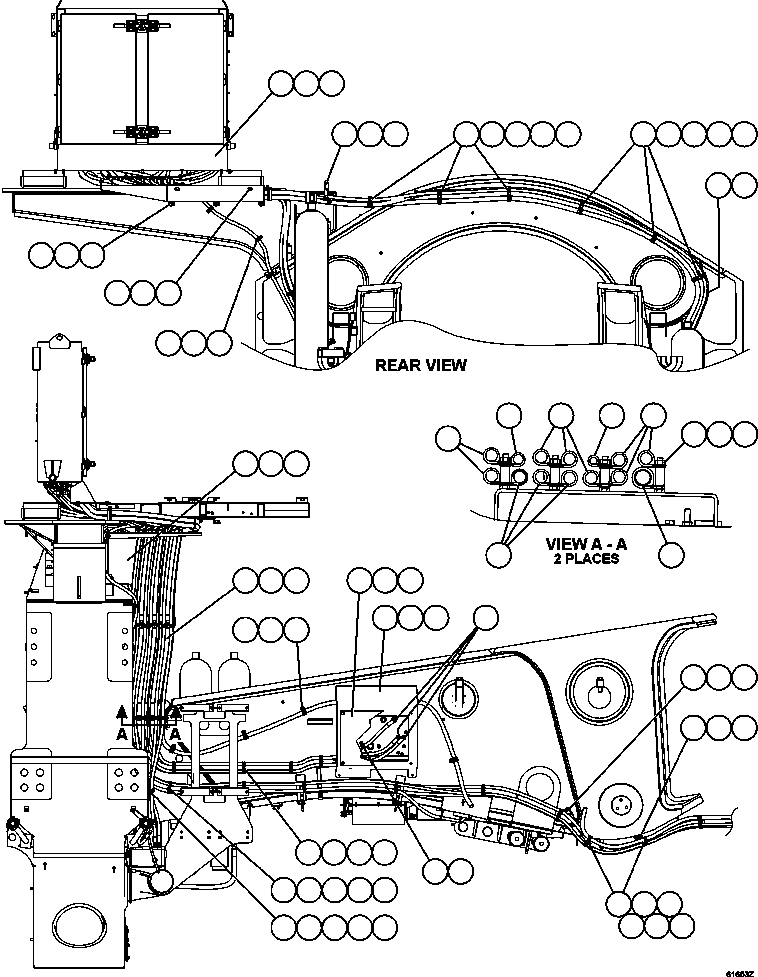 Komatsu parts book diagram for AFE63-B 960E-1K S/N A50009 - A50010    ANGLO SISHEN: HYDRAULIC CABINET HOSE ROUTING   2/2
