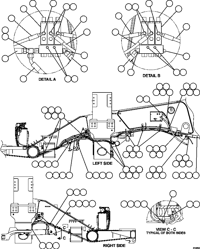 Komatsu parts book diagram for AFE63-B 960E-1K S/N A50009 - A50010    ANGLO SISHEN: AUTOMATIC LUBRICATION SYSTEM HOSE ROUTING    1/2