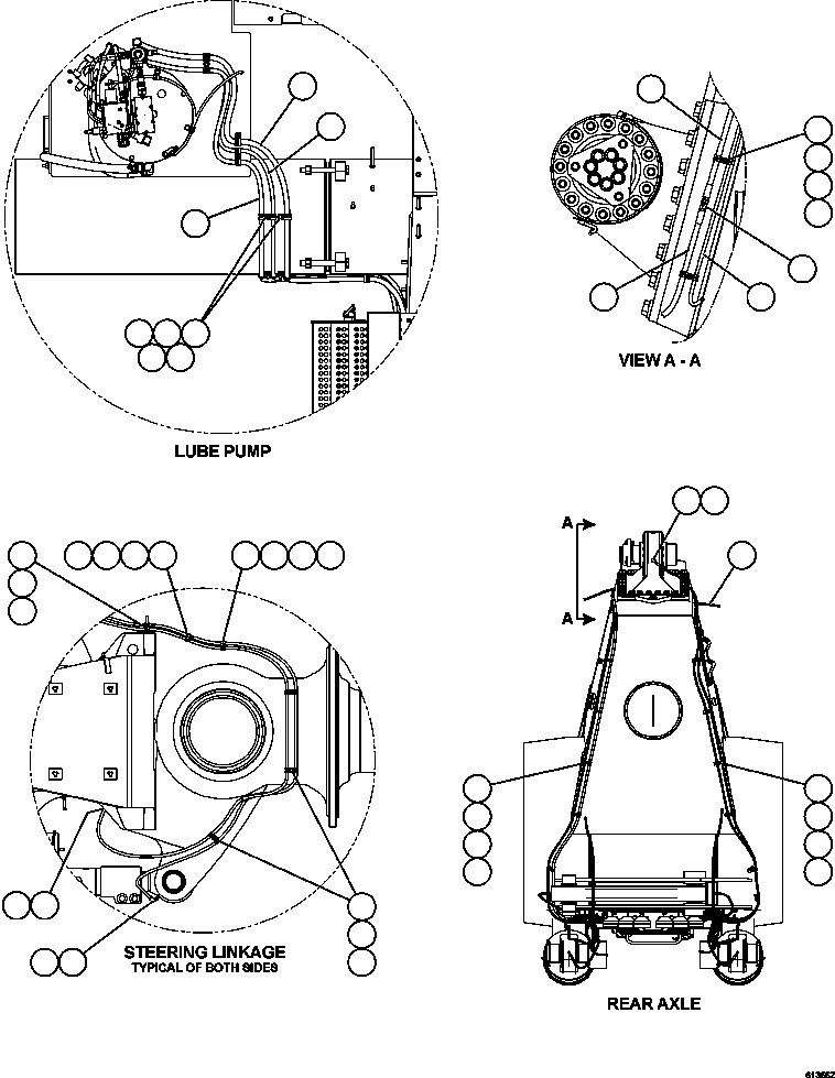 Komatsu parts book diagram for AFE63-B 960E-1K S/N A50009 - A50010    ANGLO SISHEN: AUTOMATIC LUBRICATION SYSTEM HOSE ROUTING    2/2