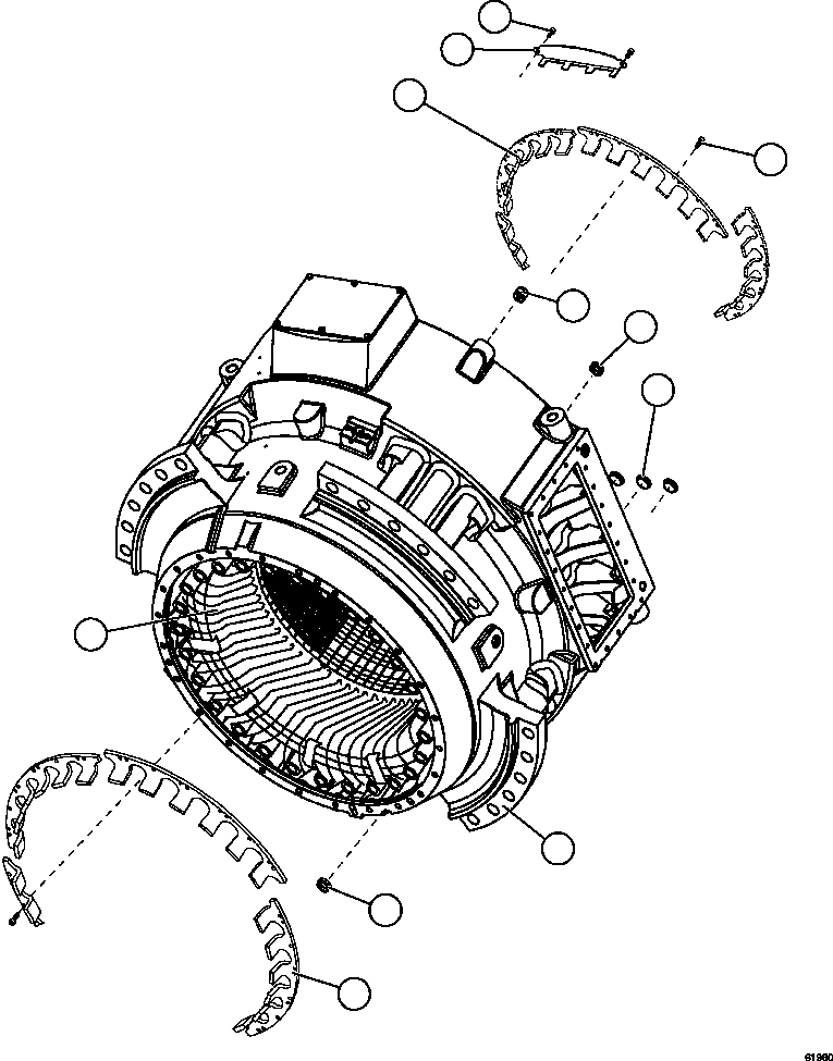 Komatsu parts book diagram for AFE63-B 960E-1K S/N A50009 - A50010    ANGLO SISHEN: STATOR ASSEMBLY  1/2     XA5331