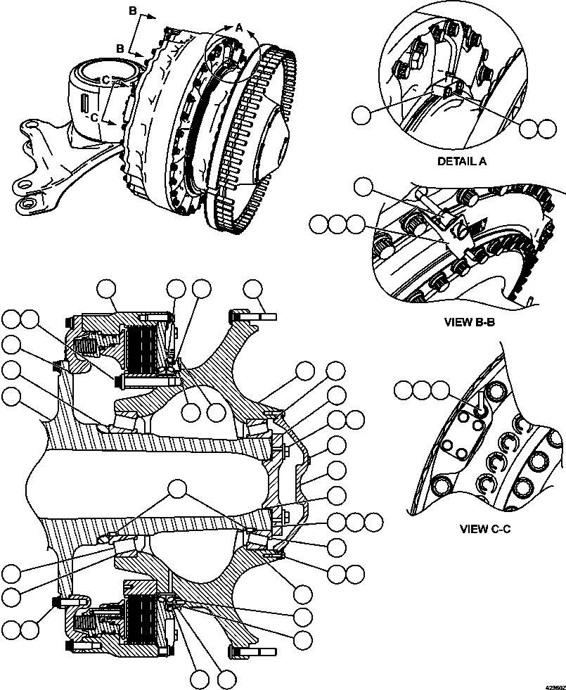 Dump Trucks Komatsu / AFE65-C 860E-1KT S/N A30016 - A30030  KUMBA SISHEN(AFE65-C) / SPINDLE, HUB & BRAKE ASSEMBLY(088 : 42360)