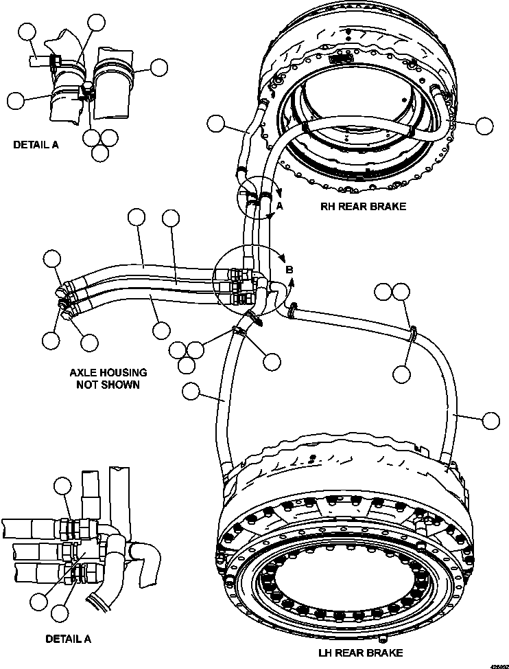 Dump Trucks Komatsu / AFE65-C 860E-1KT S/N A30016 - A30030  KUMBA SISHEN(AFE65-C) / BRAKE COOLING PIPING - REAR AXLE(516 : 42599)