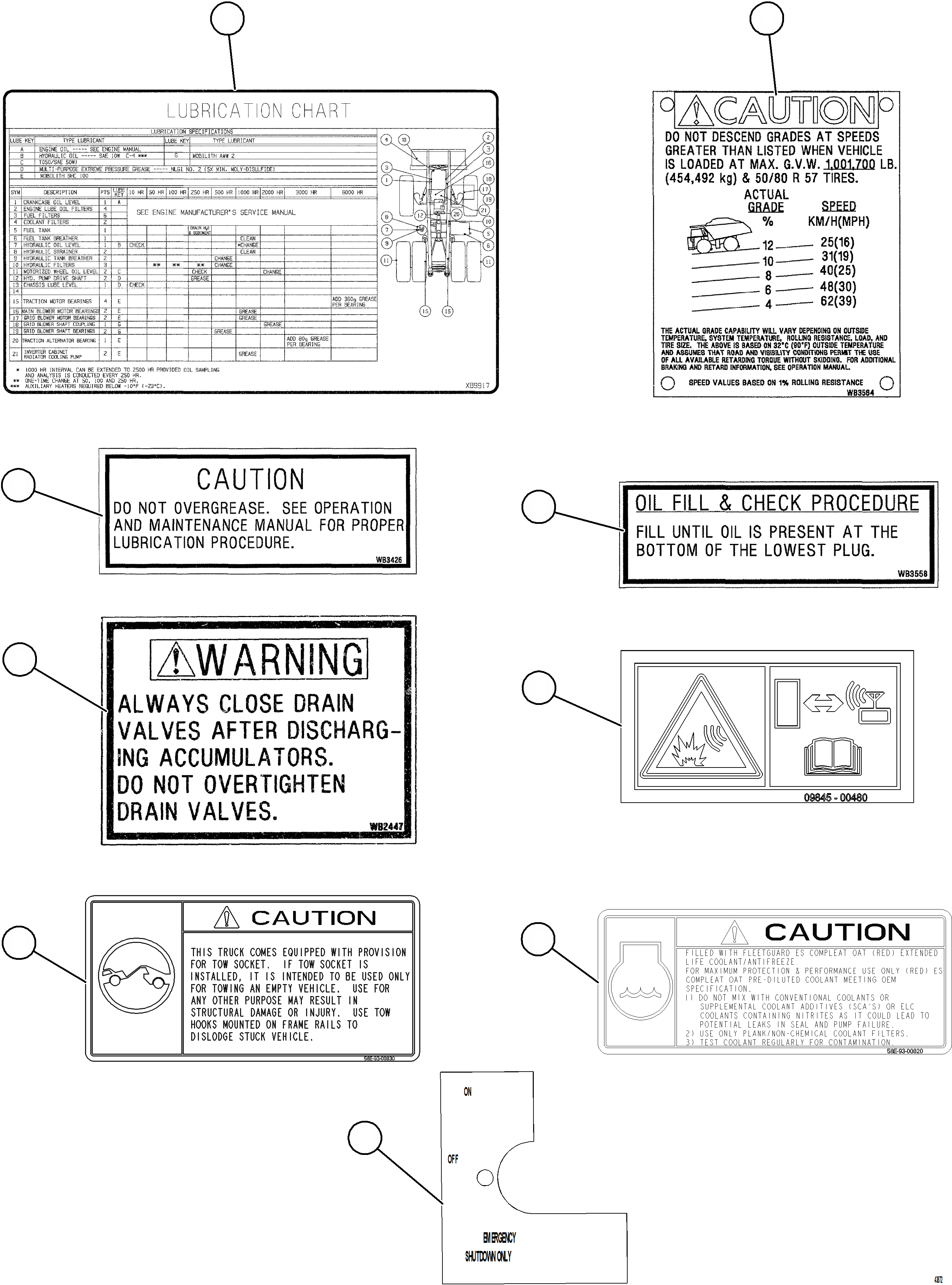 Dump Trucks Komatsu / AFE66-C 860E-1K S/N A30107 - A30110 ASSMANG(AFE66-C) / DECALS & WARNINGS  3/4(006 : 43872)