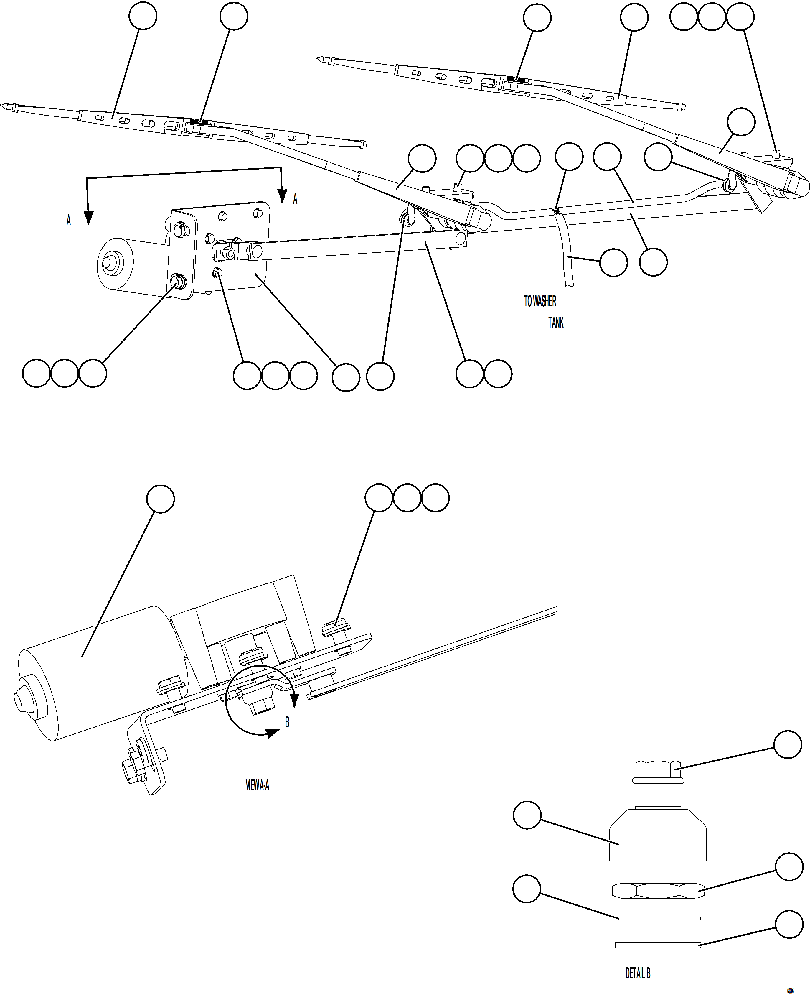 Dump Trucks Komatsu / AFE66-D 860E-1K S/N A30117 - A30118  ASSMANG(AFE66-D) / WINDSHIELD WIPER/WASHER INSTALLATION(252 : 68806)