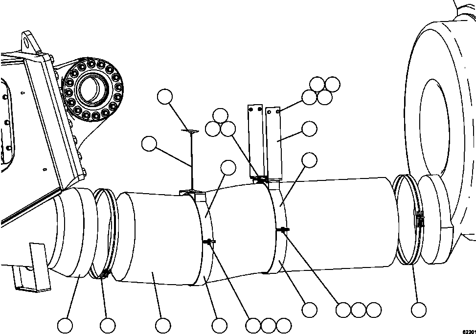 Dump Trucks Komatsu / AFE67-A 960E-2 S/N A30027 - A30073  KOMATSU 960E-2(AFE67-A) / AXLE AIR BLOWER HOSE INSTALLATION(130 : 62201)