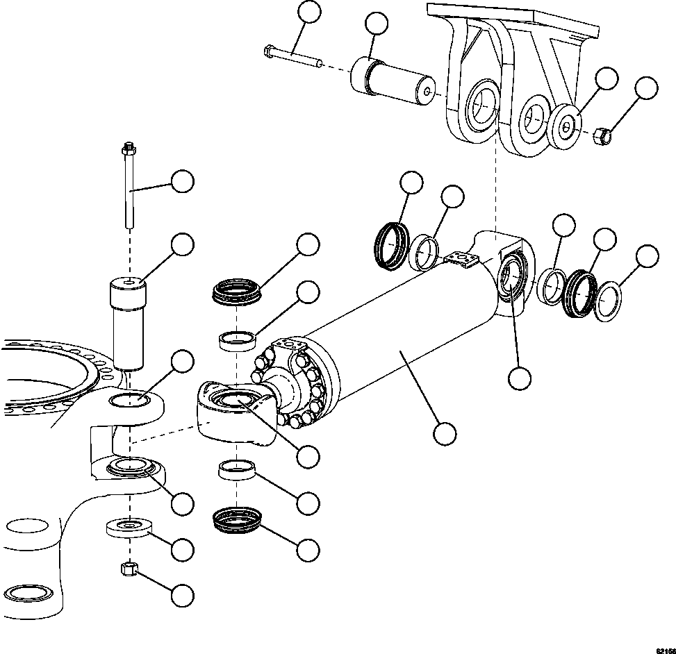 Dump Trucks Komatsu / AFE67-A 960E-2 S/N A30027 - A30073  KOMATSU 960E-2(AFE67-A) / STEERING CYLINDER INSTALLATION(146 : 62156)