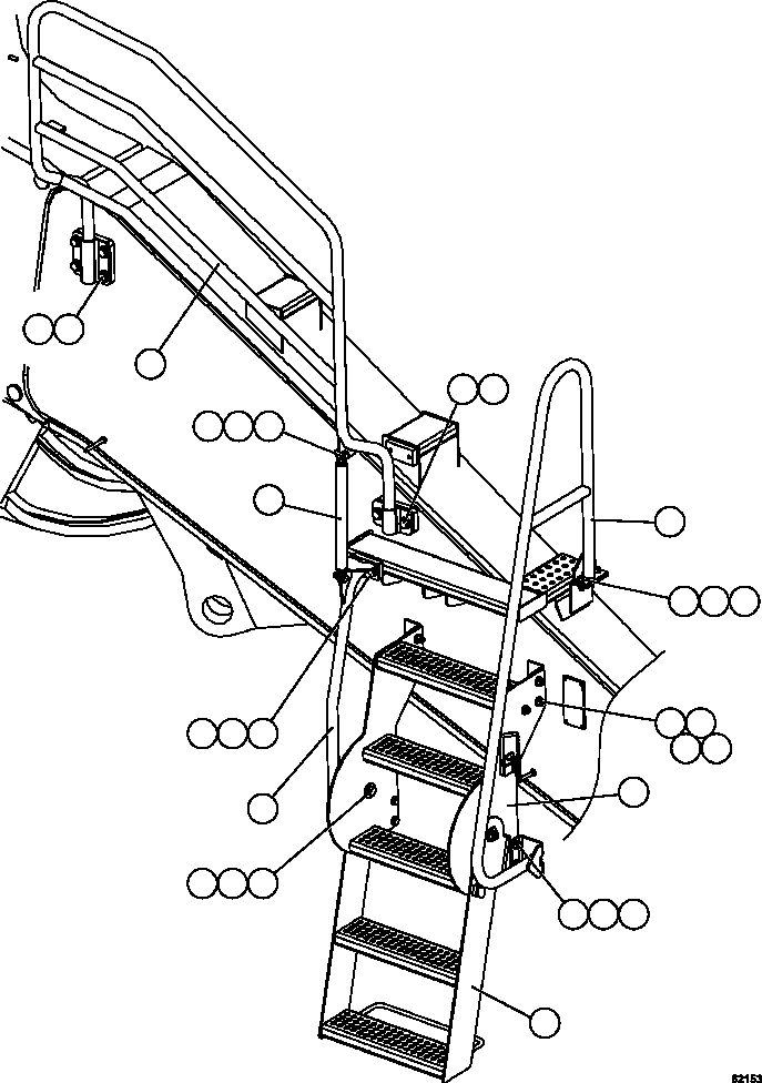 Komatsu parts book diagram for AFE67-B 960E-2 S/N A30074 - A30083, A30089 - A30091, A30093 - A30095 & A30098 - A30106  ESCONDIDA: ENGINE ACCESS LADDERS & HANDRAILS