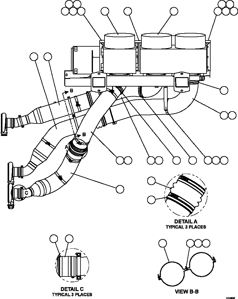 Komatsu parts book diagram for AFE67-B 960E-2 S/N A30074 - A30083, A30089 - A30091, A30093 - A30095 & A30098 - A30106  ESCONDIDA: AIR CLEANER PIPING - RIGHT