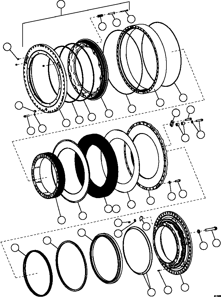 Komatsu parts book diagram for AFE67-B 960E-2 S/N A30074 - A30083, A30089 - A30091, A30093 - A30095 & A30098 - A30106  ESCONDIDA: REAR BRAKE ASSEMBLY         XB1090