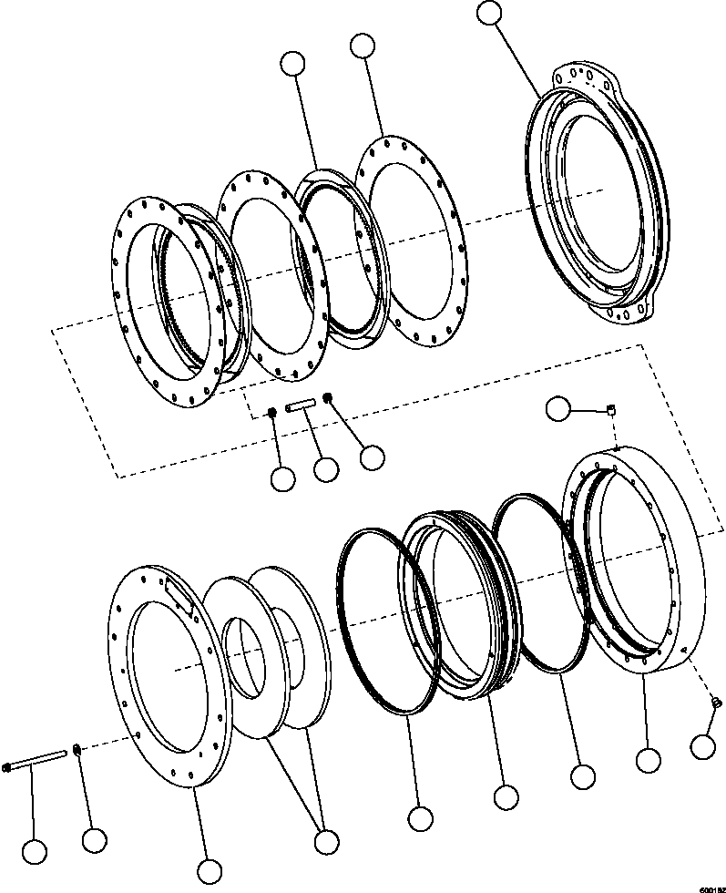 Komatsu parts book diagram for AFE67-B 960E-2 S/N A30074 - A30083, A30089 - A30091, A30093 - A30095 & A30098 - A30106  ESCONDIDA: PARKING BRAKE ASSEMBLY          58F-33-00040