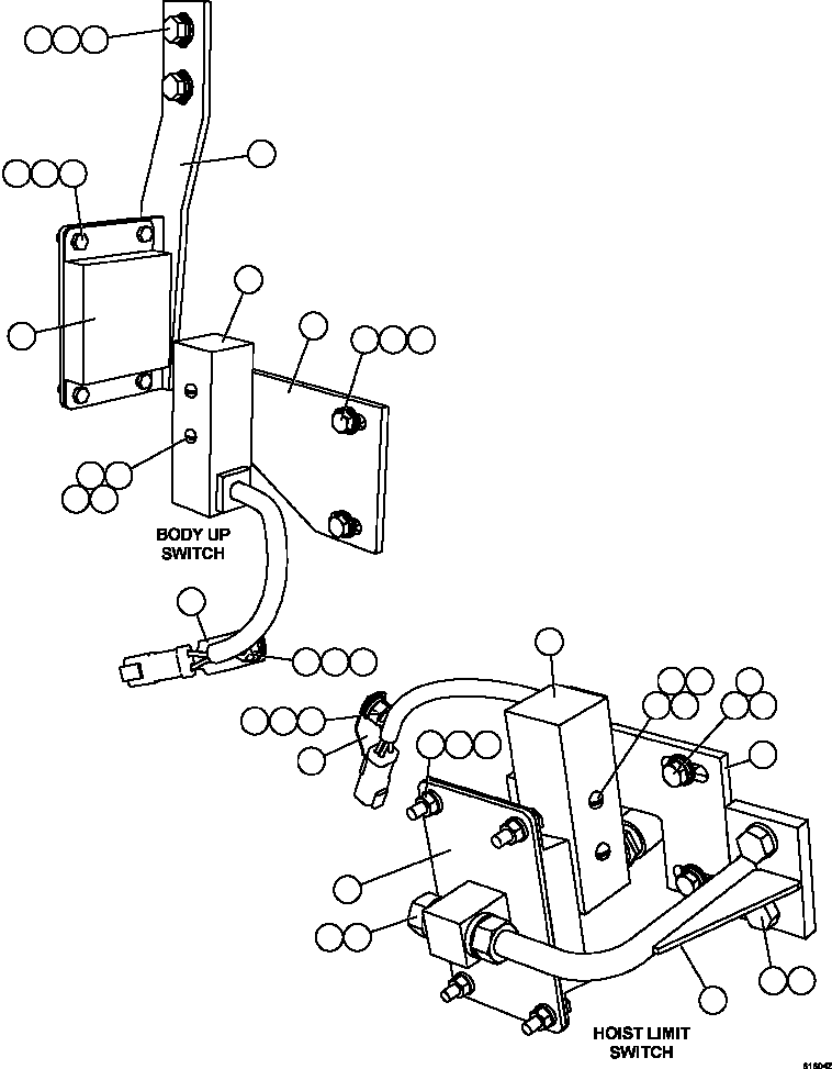 Komatsu parts book diagram for AFE67-B 960E-2 S/N A30074 - A30083, A30089 - A30091, A30093 - A30095 & A30098 - A30106  ESCONDIDA: HOIST LIMIT/BODY UP SWITCHES