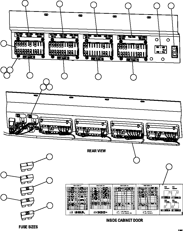 Komatsu parts book diagram for AFE67-B 960E-2 S/N A30074 - A30083, A30089 - A30091, A30093 - A30095 & A30098 - A30106  ESCONDIDA: AUXILIARY CONTROL CABINET - FUSE PANEL