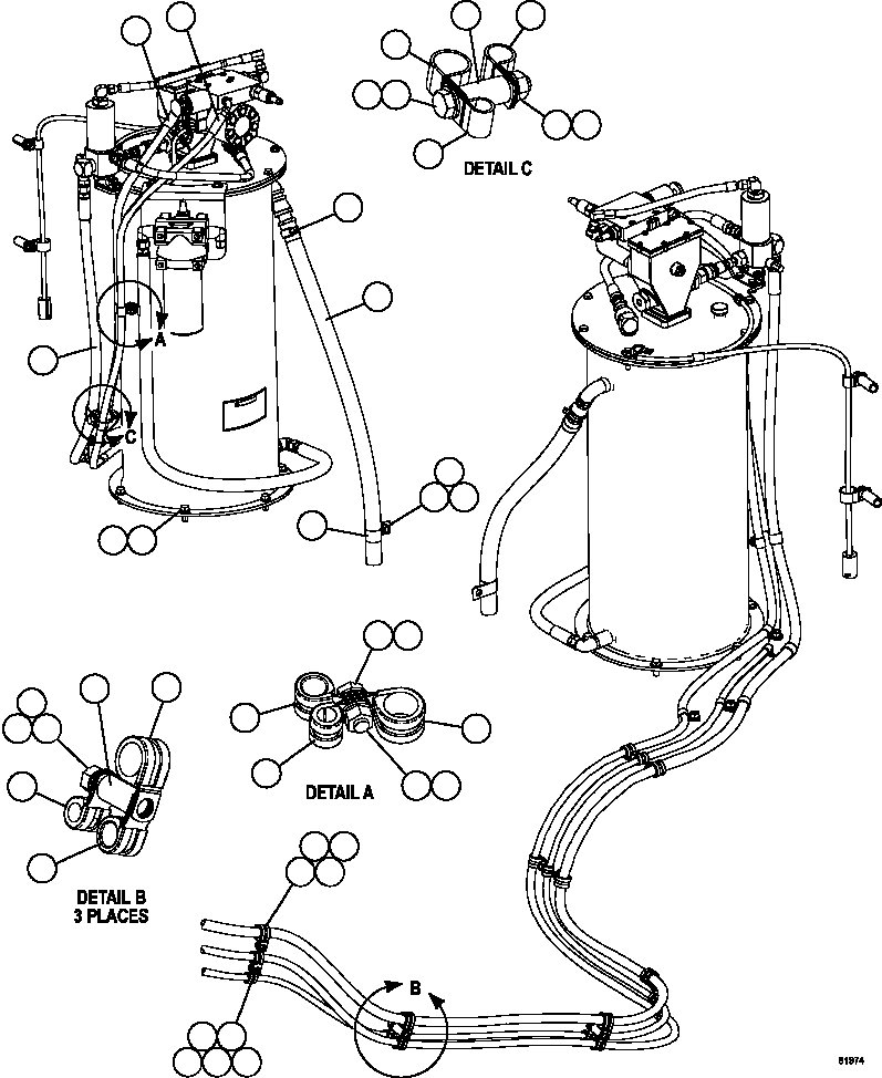 Komatsu parts book diagram for AFE67-B 960E-2 S/N A30074 - A30083, A30089 - A30091, A30093 - A30095 & A30098 - A30106  ESCONDIDA: AUTOMATIC LUBRICATION SYSTEM    1/4