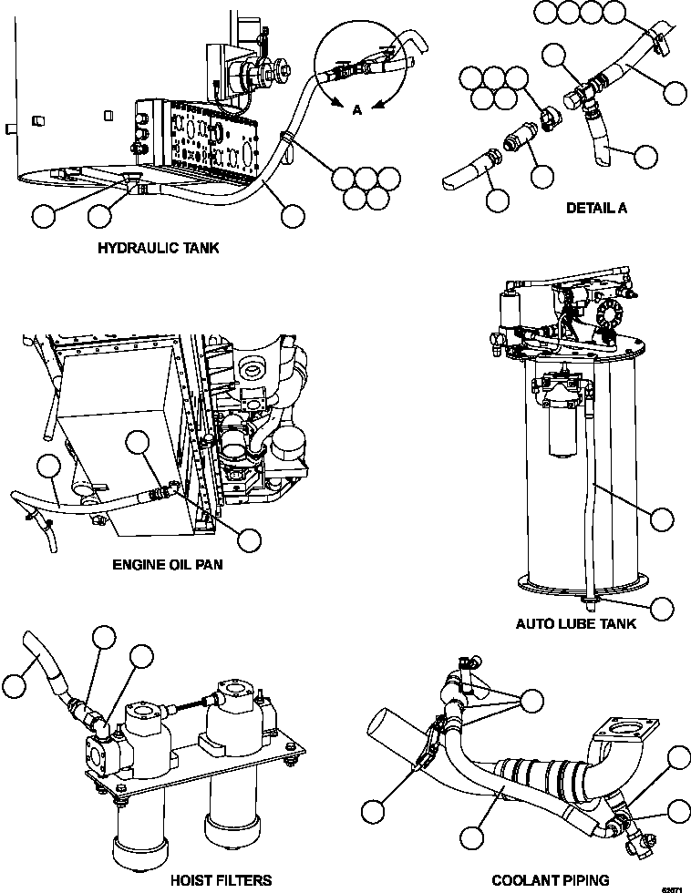 Komatsu parts book diagram for AFE67-B 960E-2 S/N A30074 - A30083, A30089 - A30091, A30093 - A30095 & A30098 - A30106  ESCONDIDA: SERVICE CENTER PIPING    1/3