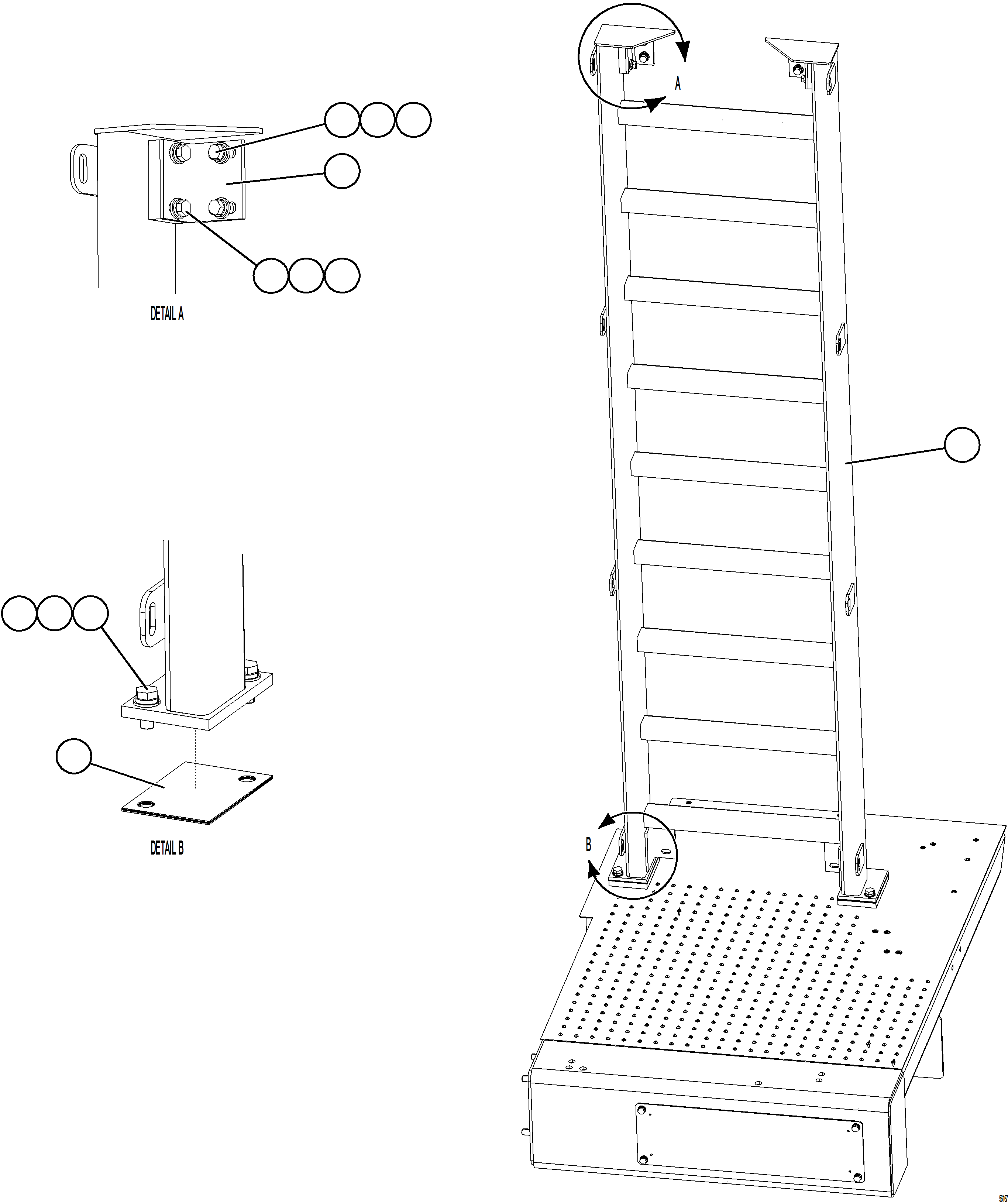 Komatsu parts book diagram for AFE69-A 730E-8 S/N A40002 HAILE GOLD MINE: LH LADDER INSTALLATION