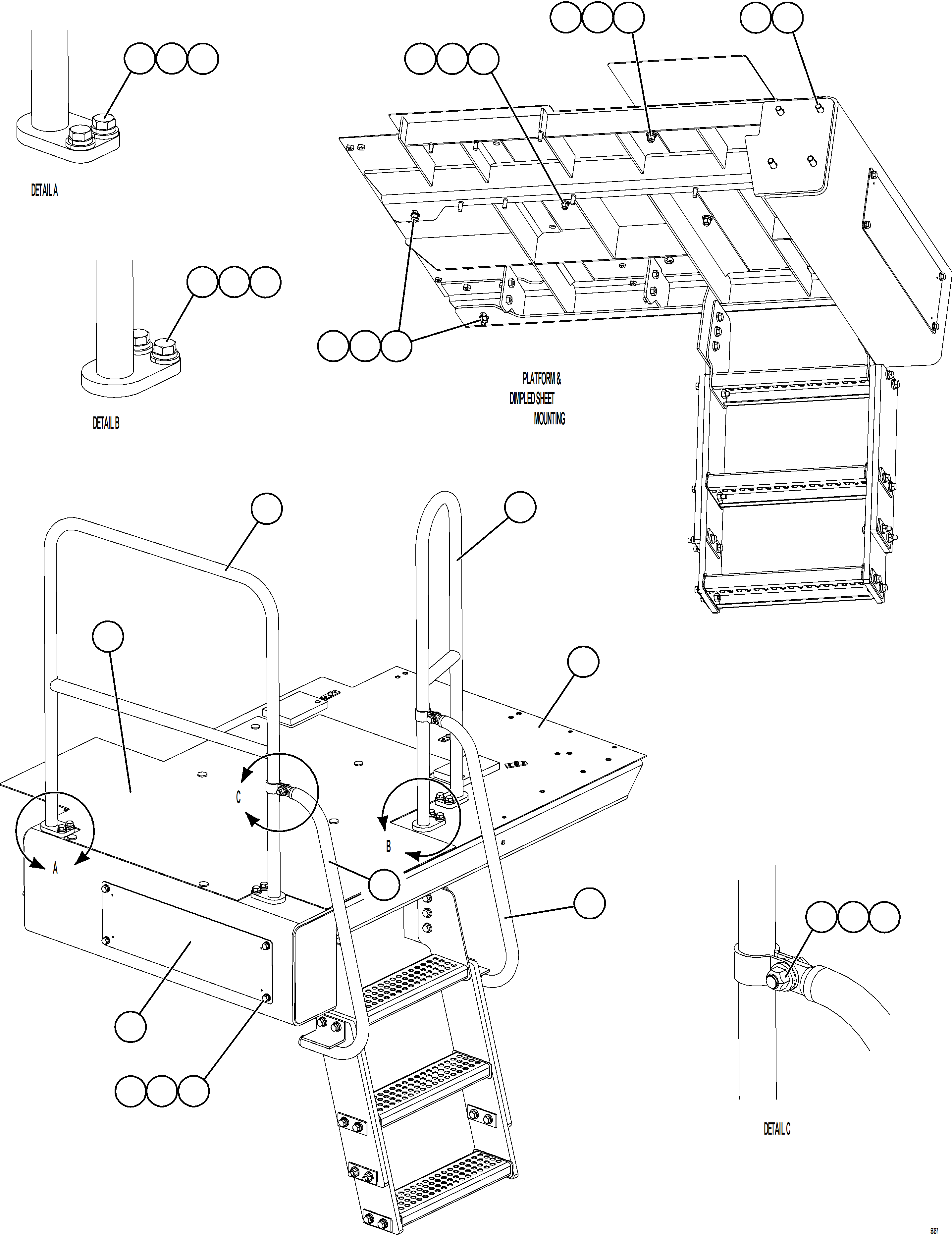 Komatsu parts book diagram for AFE69-A 730E-8 S/N A40002 HAILE GOLD MINE: LH PLATFORM & HANDRAIL INSTALLATION