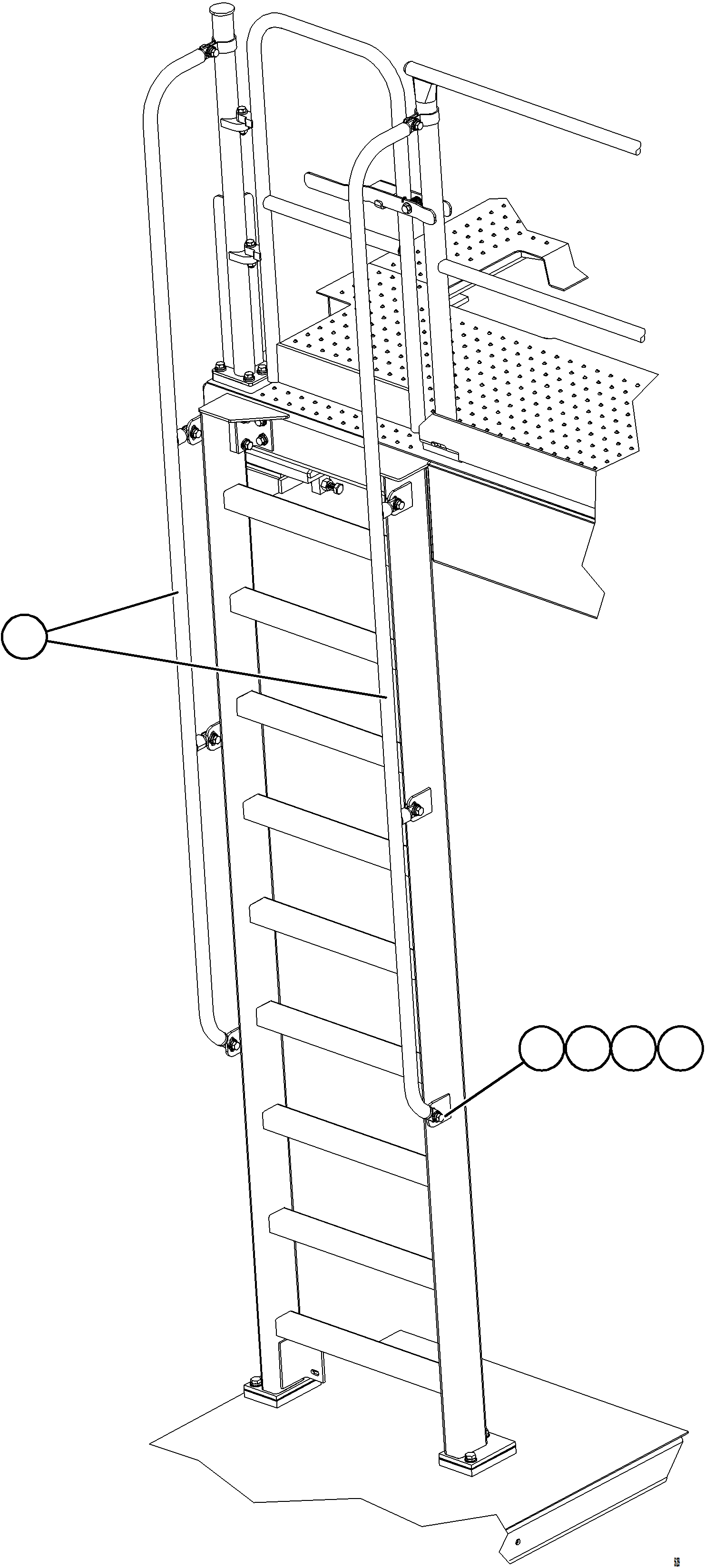 Komatsu parts book diagram for AFE69-A 730E-8 S/N A40002 HAILE GOLD MINE: LH LADDER HANDRAILS