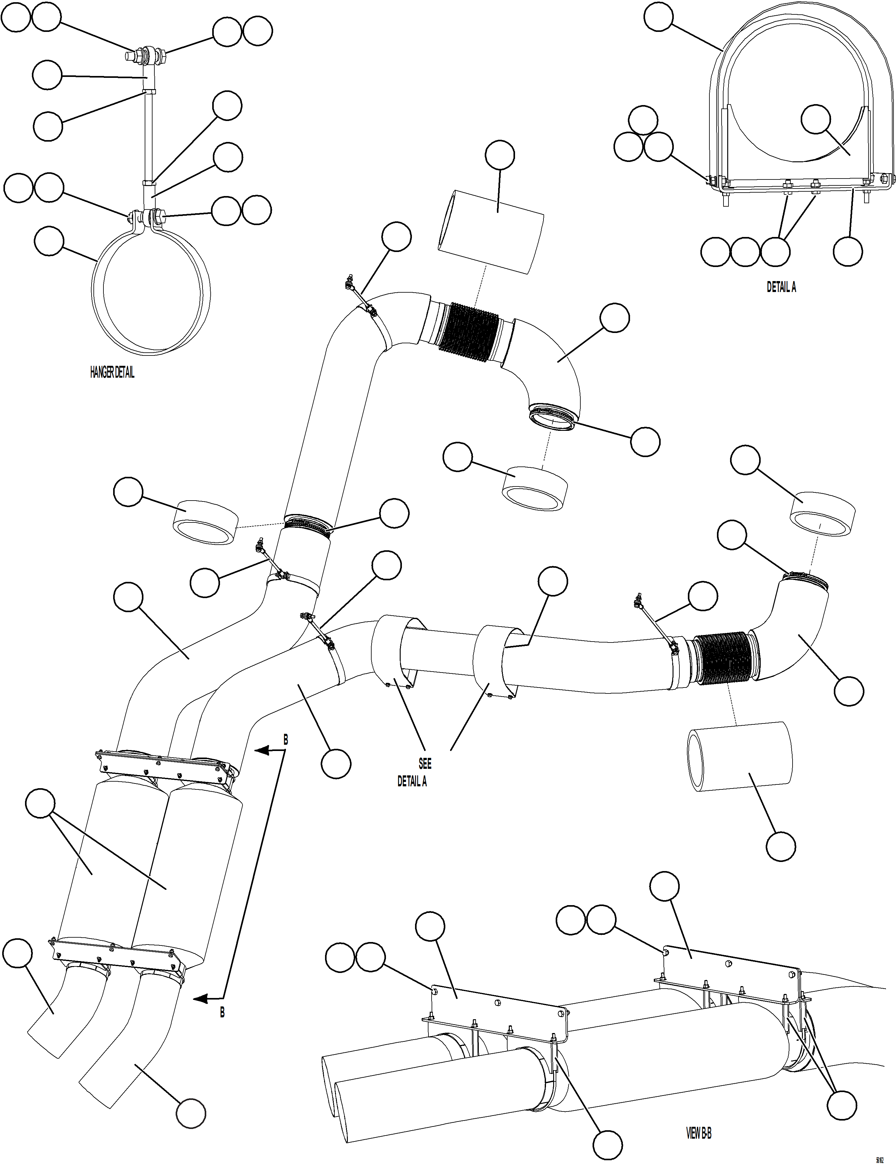 Komatsu parts book diagram for AFE69-A 730E-8 S/N A40002 HAILE GOLD MINE: EXHAUST PIPING