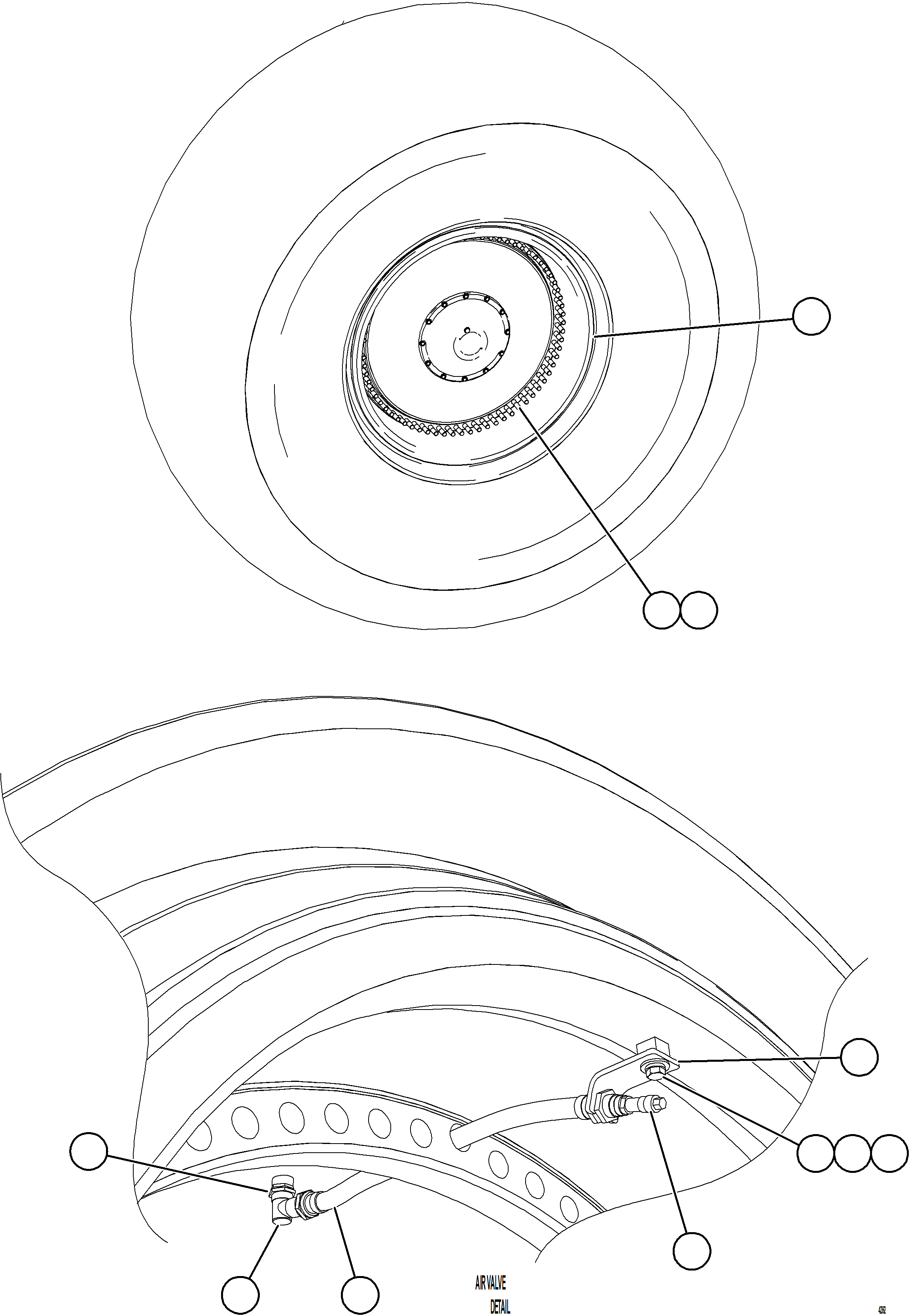 Komatsu parts book diagram for AFE69-A 730E-8 S/N A40002 HAILE GOLD MINE: FRONT WHEEL & MOUNTING