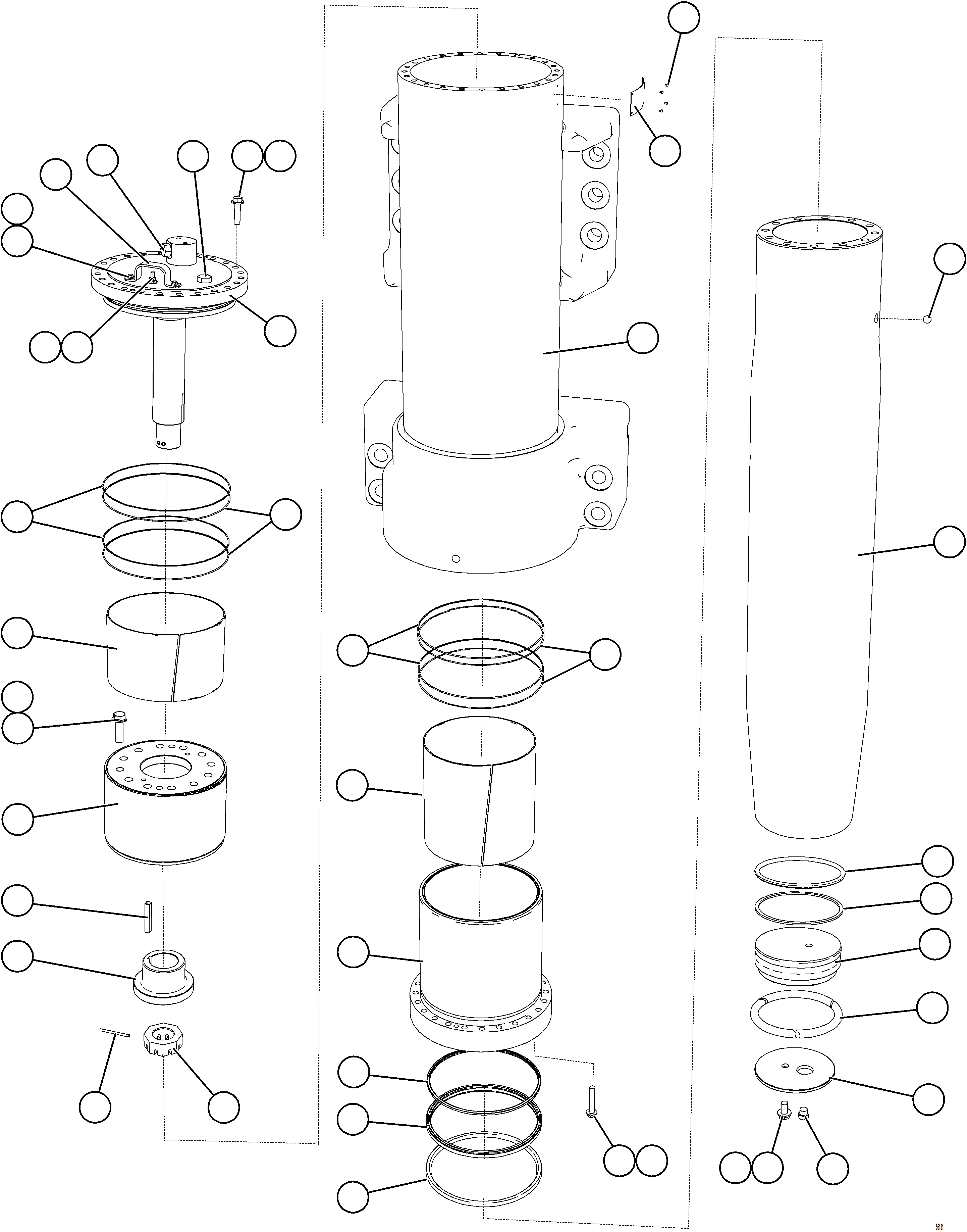 Komatsu parts book diagram for AFE69-A 730E-8 S/N A40002 HAILE GOLD MINE: FRONT SUSPENSION ASSEMBLY    58D-50-00000