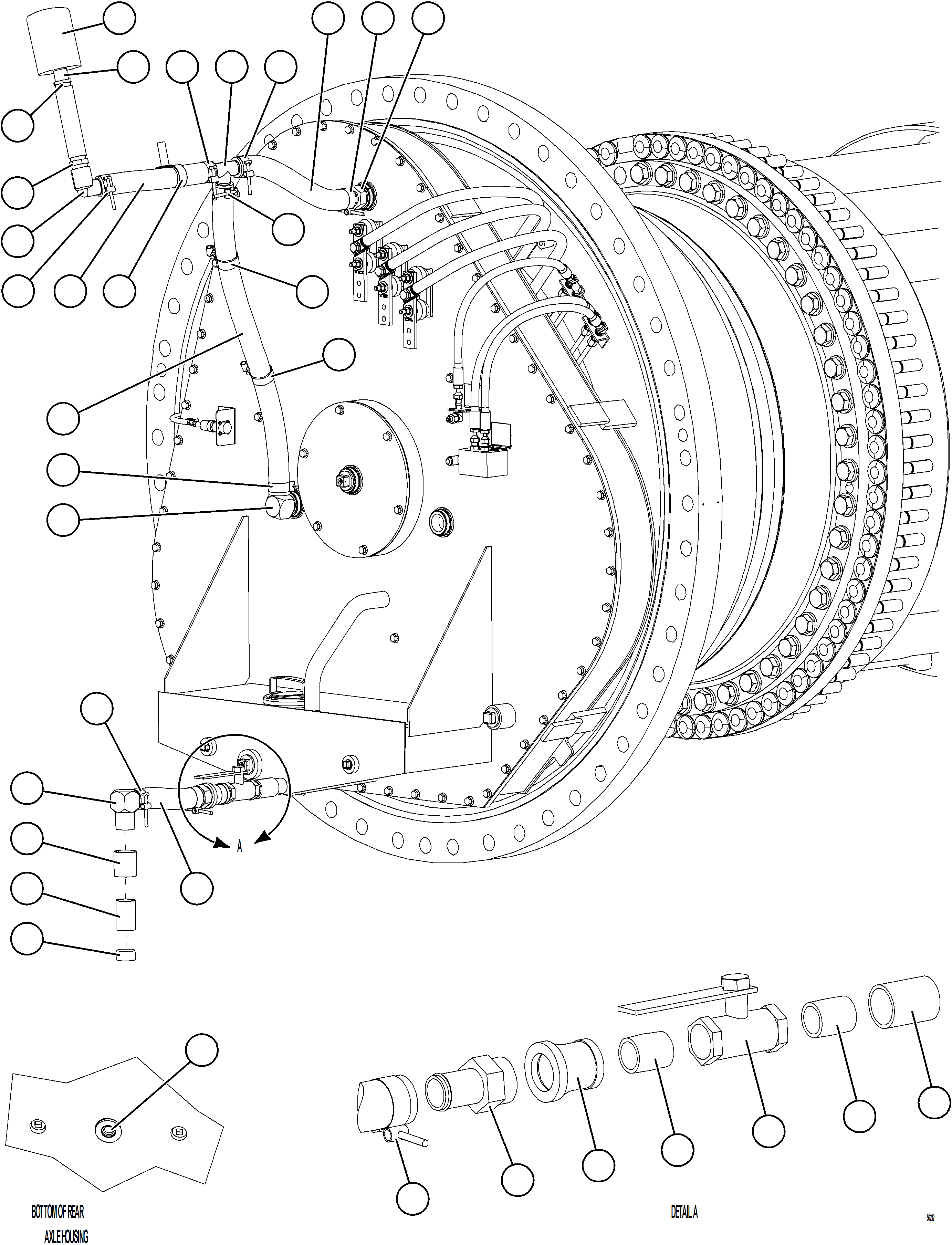Komatsu parts book diagram for AFE69-A 730E-8 S/N A40002 HAILE GOLD MINE: WHEEL MOTOR PIPING