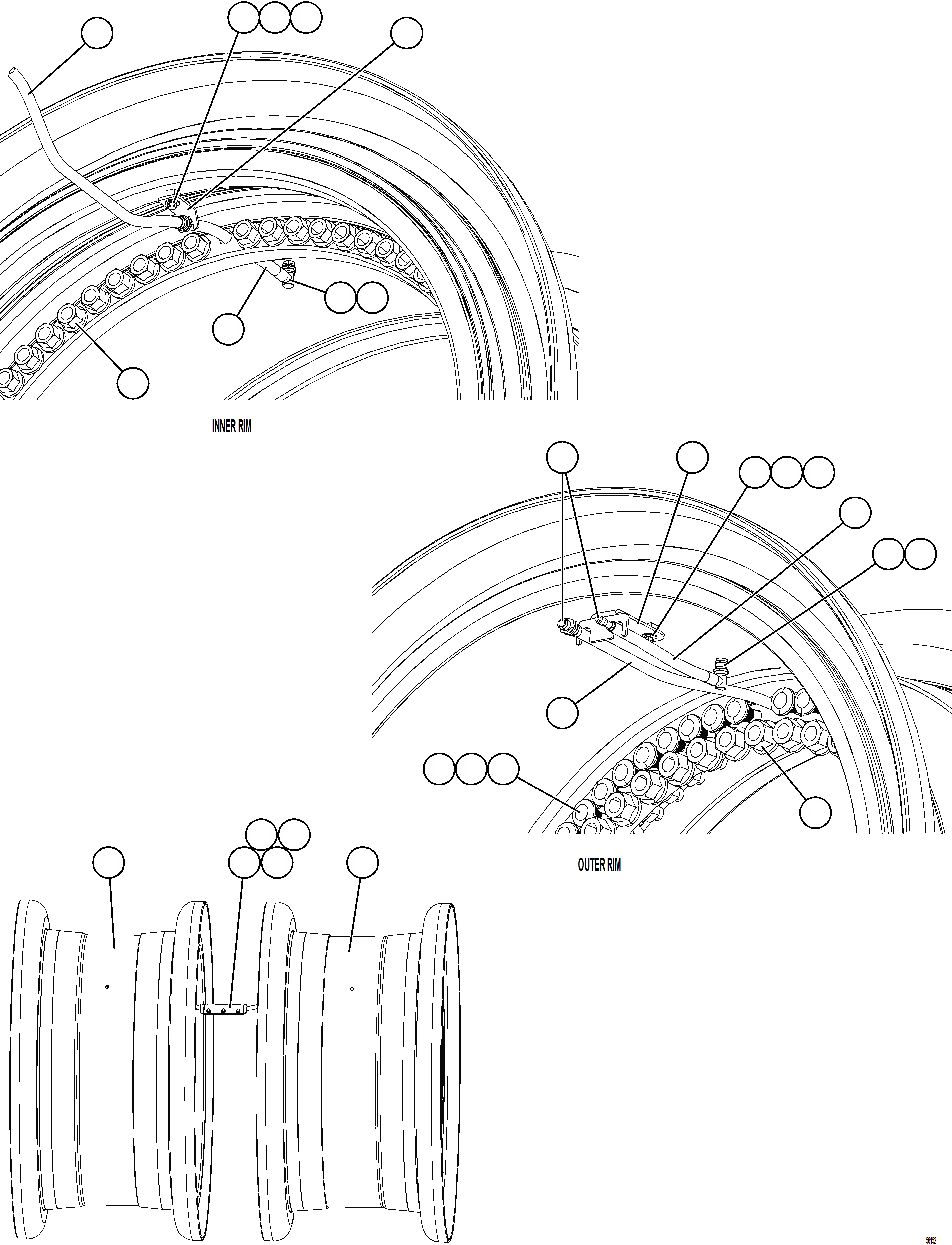 Komatsu parts book diagram for AFE69-A 730E-8 S/N A40002 HAILE GOLD MINE: REAR WHEELS & MOUNTING