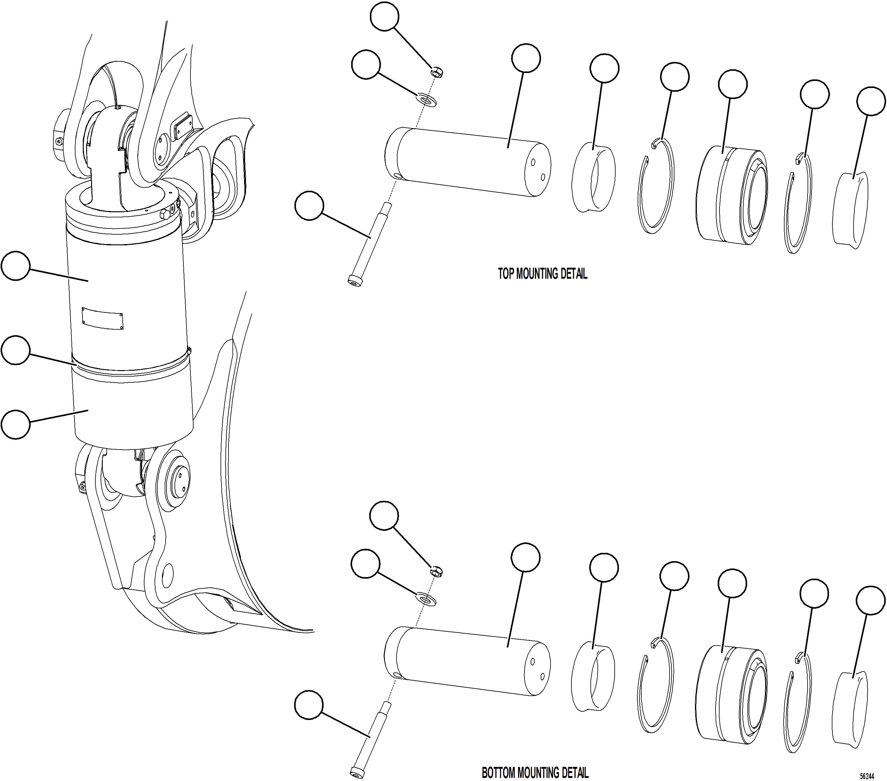Komatsu parts book diagram for AFE69-A 730E-8 S/N A40002 HAILE GOLD MINE: REAR SUSPENSION INSTALLATION
