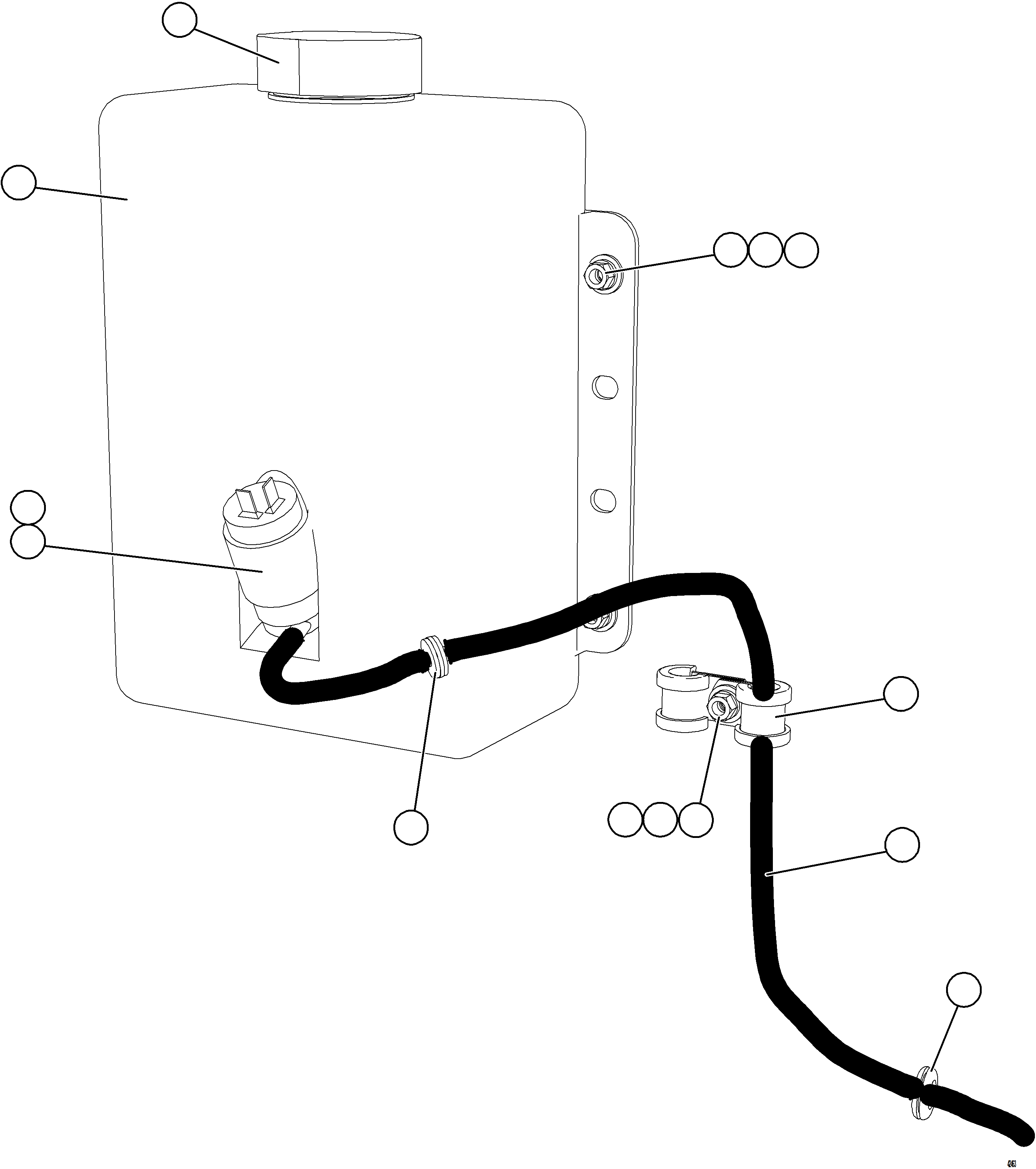 Komatsu parts book diagram for AFE69-A 730E-8 S/N A40002 HAILE GOLD MINE: WINDSHIELD WASHER INSTALLATION