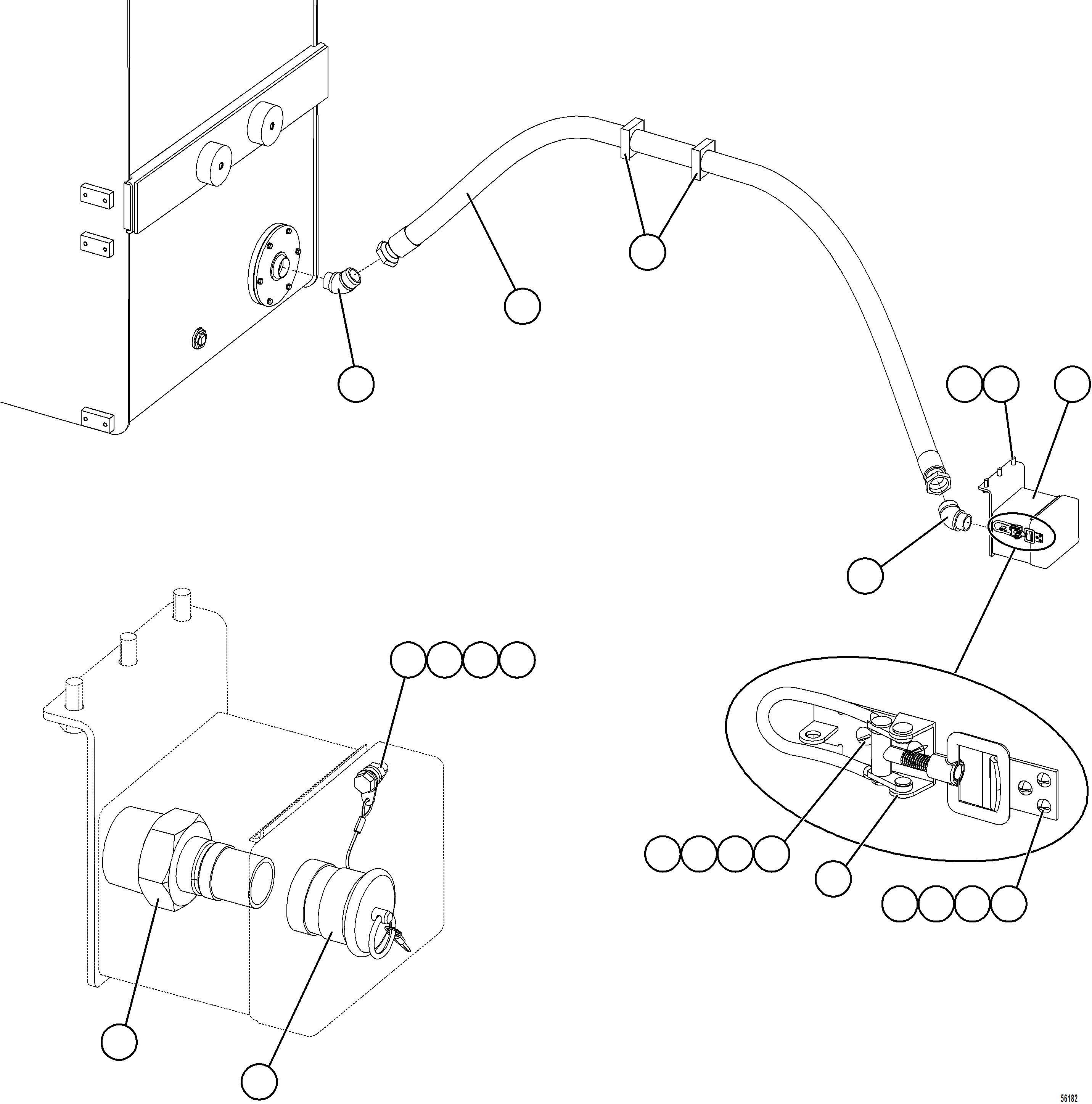 Komatsu parts book diagram for AFE69-A 730E-8 S/N A40002 HAILE GOLD MINE: FUEL TANK QUICK FILL - LH