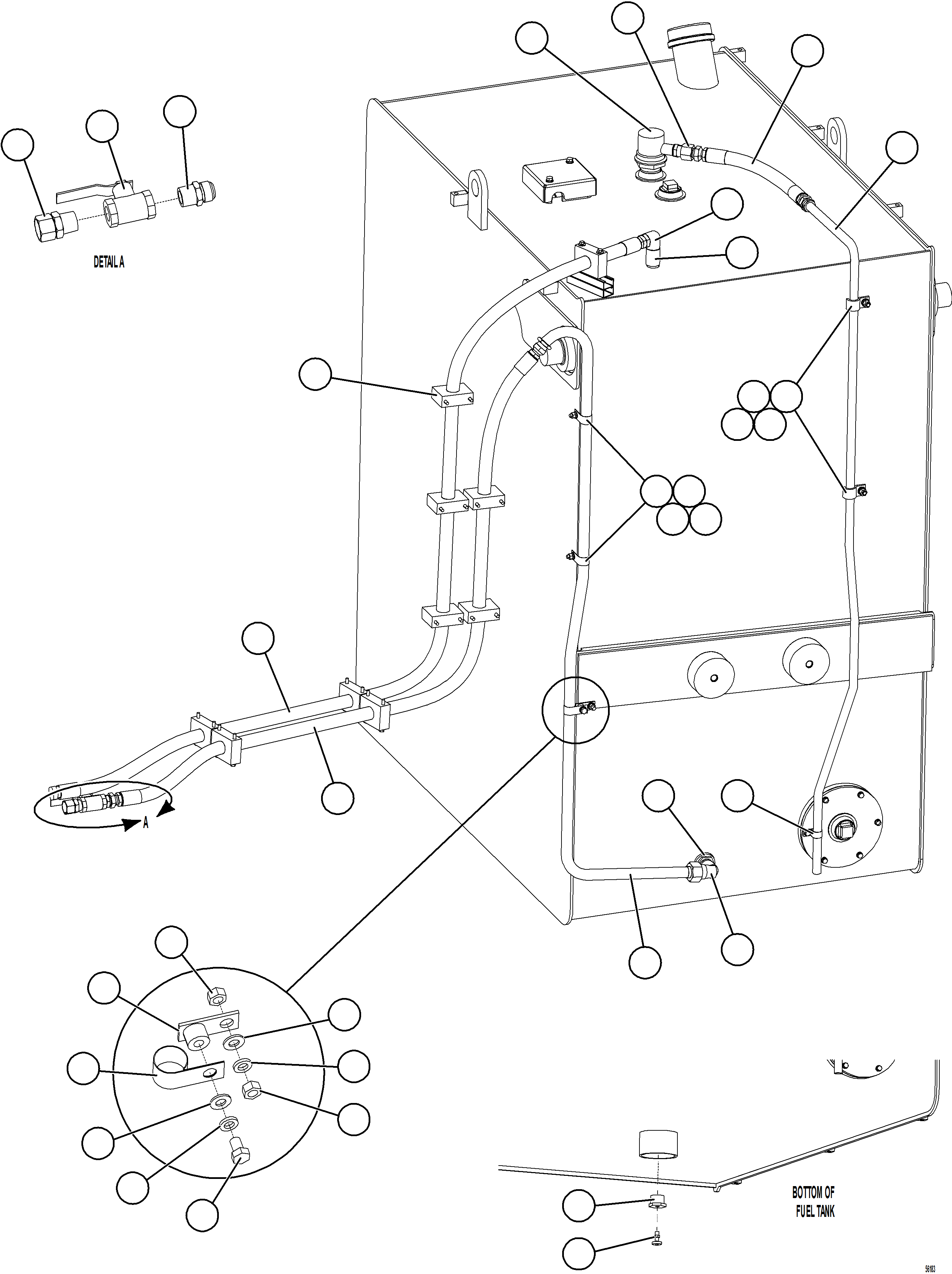 Komatsu parts book diagram for AFE69-A 730E-8 S/N A40002 HAILE GOLD MINE: FUEL SYSTEM PIPING    1/2
