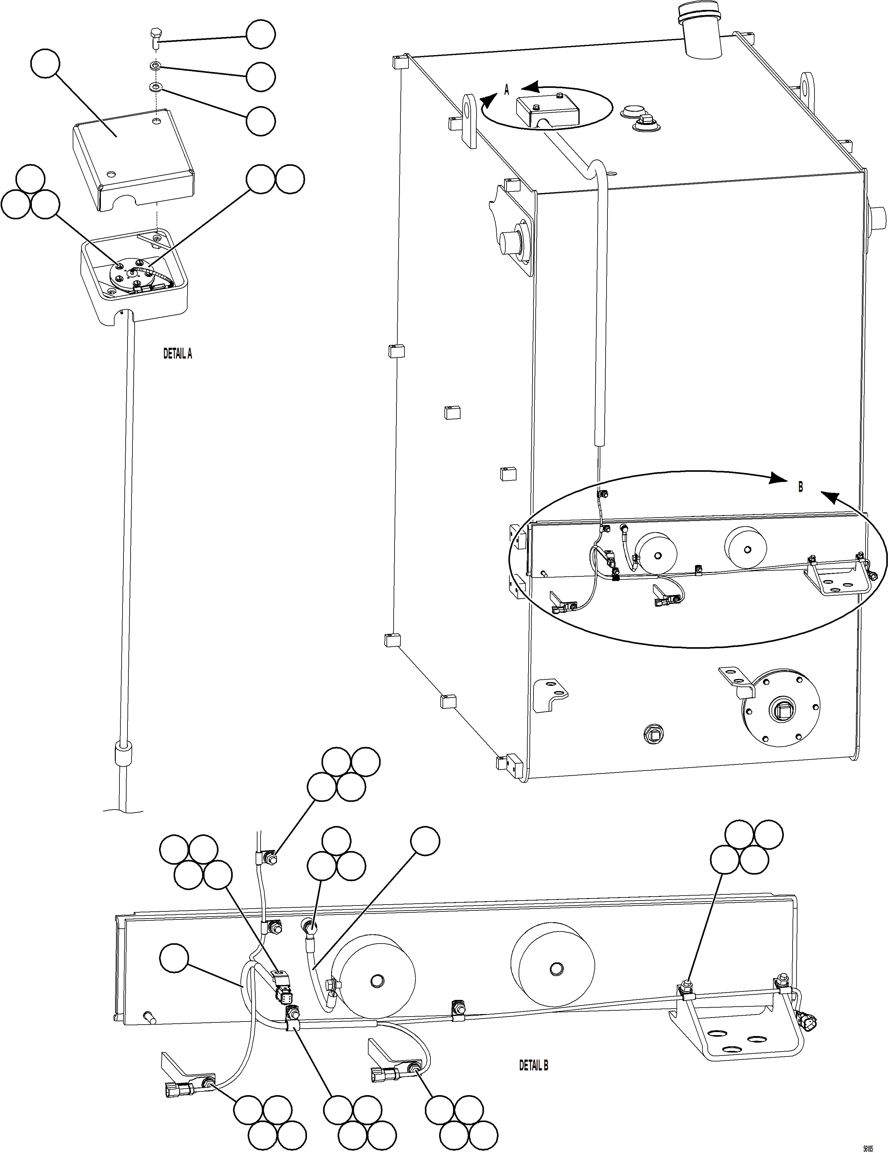 Komatsu parts book diagram for AFE69-A 730E-8 S/N A40002 HAILE GOLD MINE: FUEL TANK GUAGE & WIRING