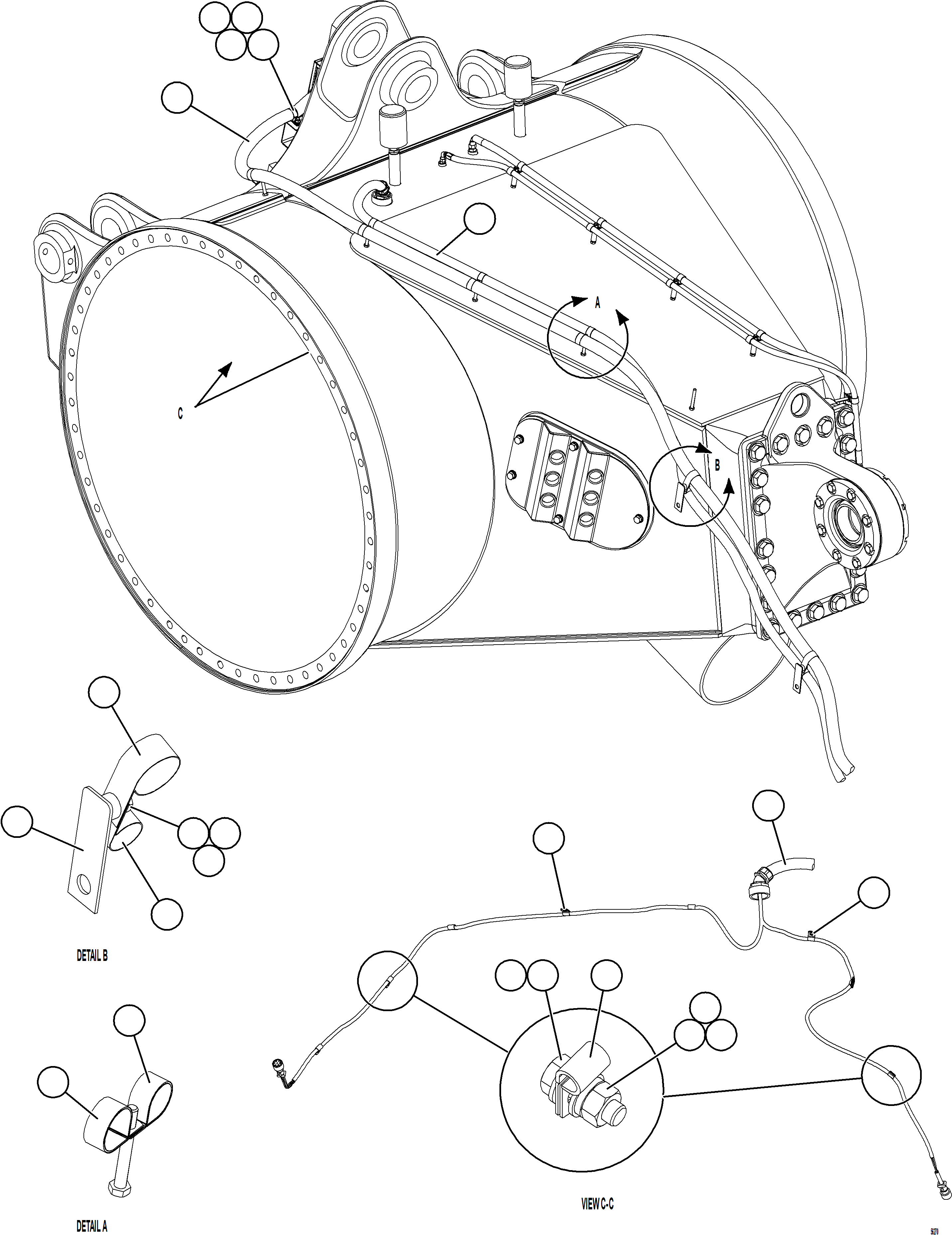 Komatsu parts book diagram for AFE69-A 730E-8 S/N A40002 HAILE GOLD MINE: REAR AXLE WIRING
