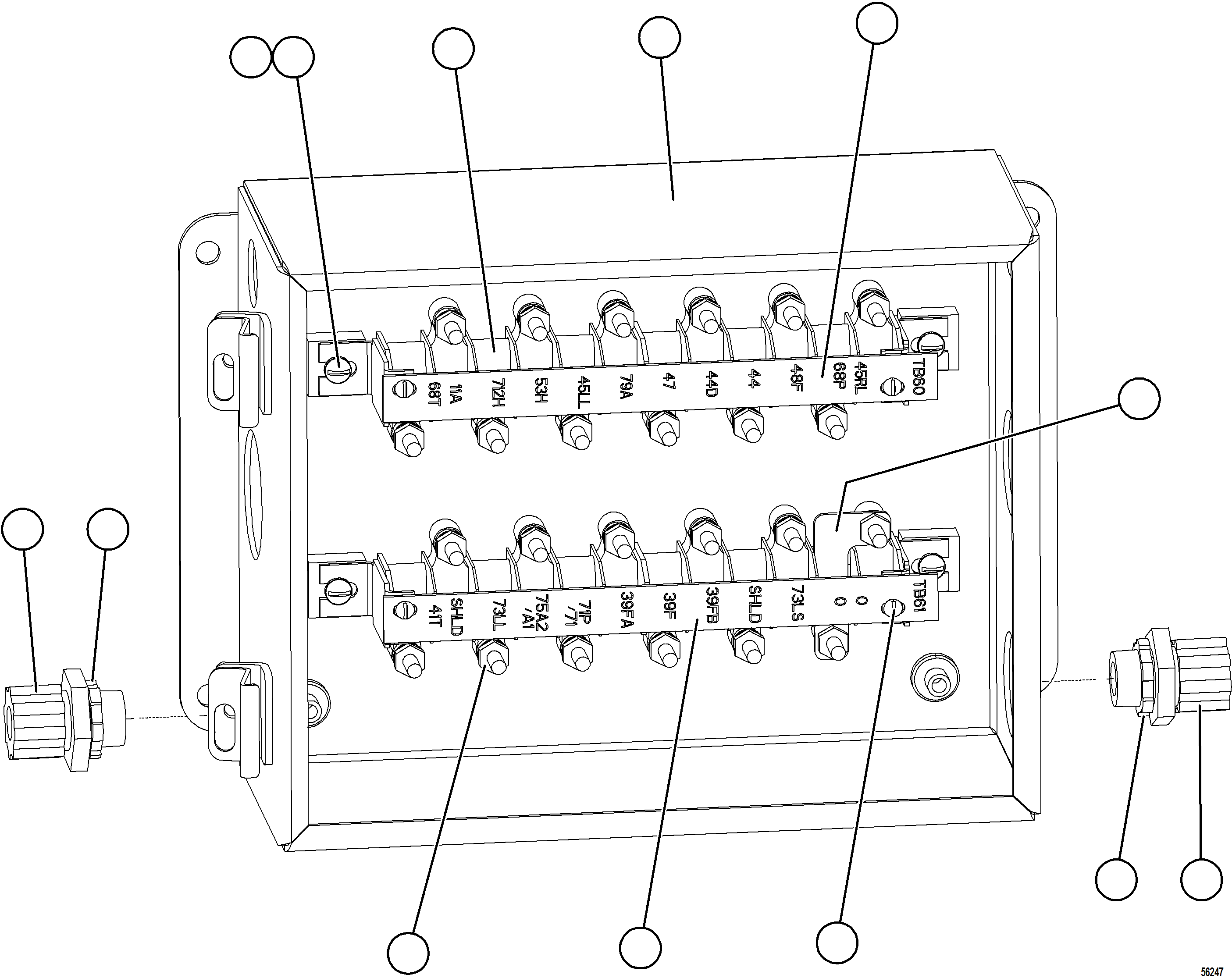 Komatsu parts book diagram for AFE69-A 730E-8 S/N A40002 HAILE GOLD MINE: JUNCTION BOX ASSEMBLY - REAR    XC2982