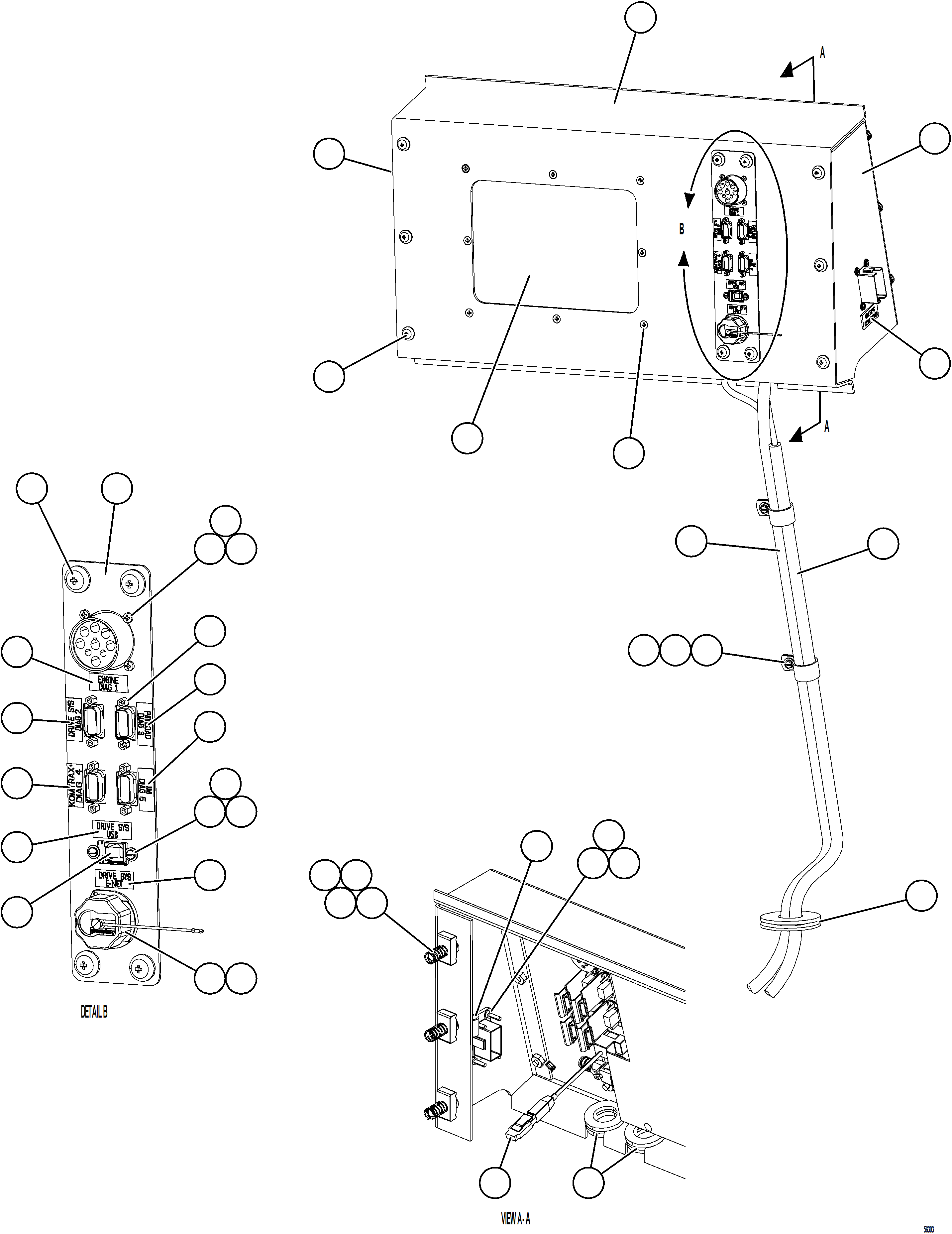 Komatsu parts book diagram for AFE69-A 730E-8 S/N A40002 HAILE GOLD MINE: DID PANEL INSTALLATION