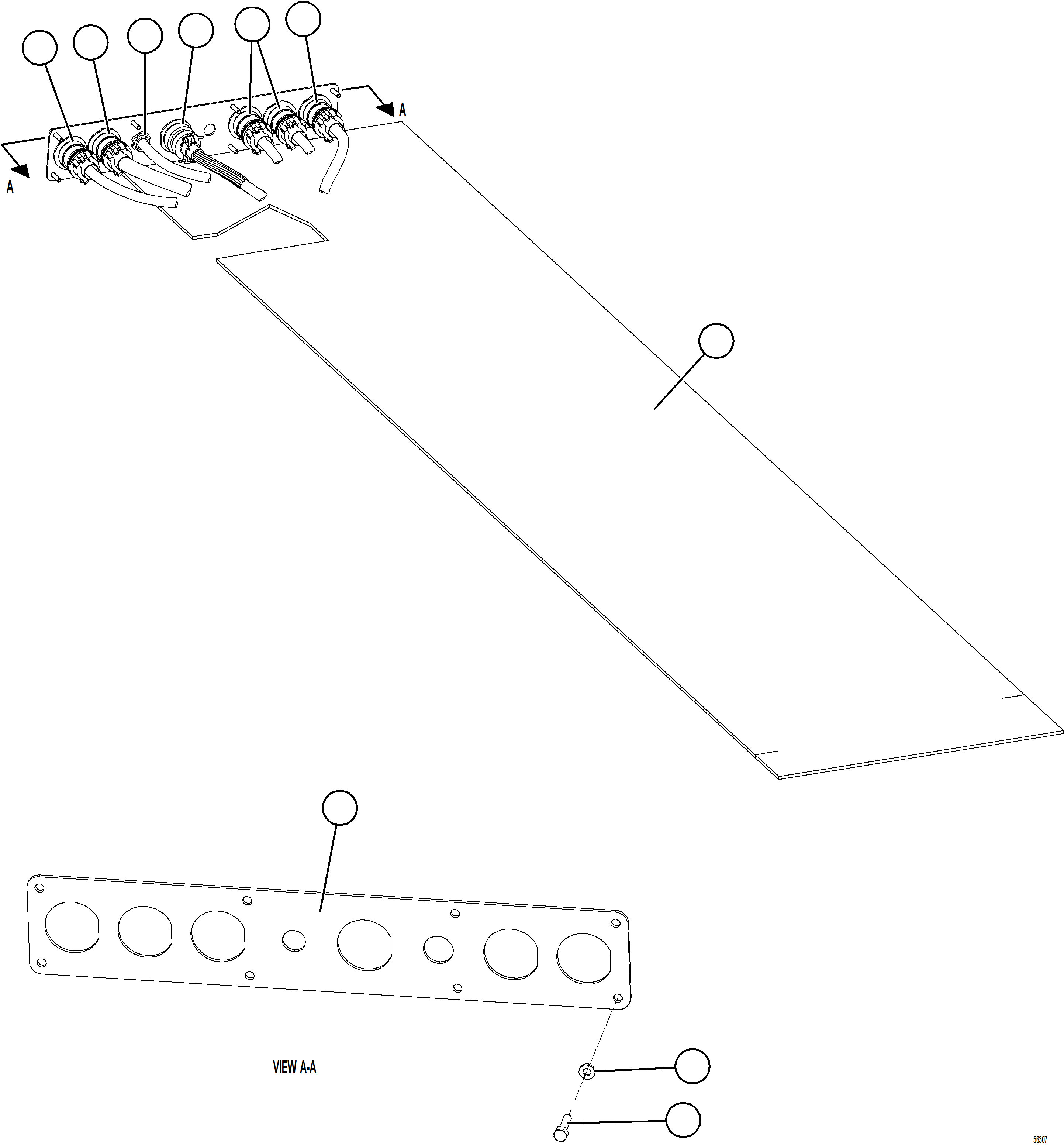 Komatsu parts book diagram for AFE69-A 730E-8 S/N A40002 HAILE GOLD MINE: CAB HARNESSES & CONNECTOR PLATE